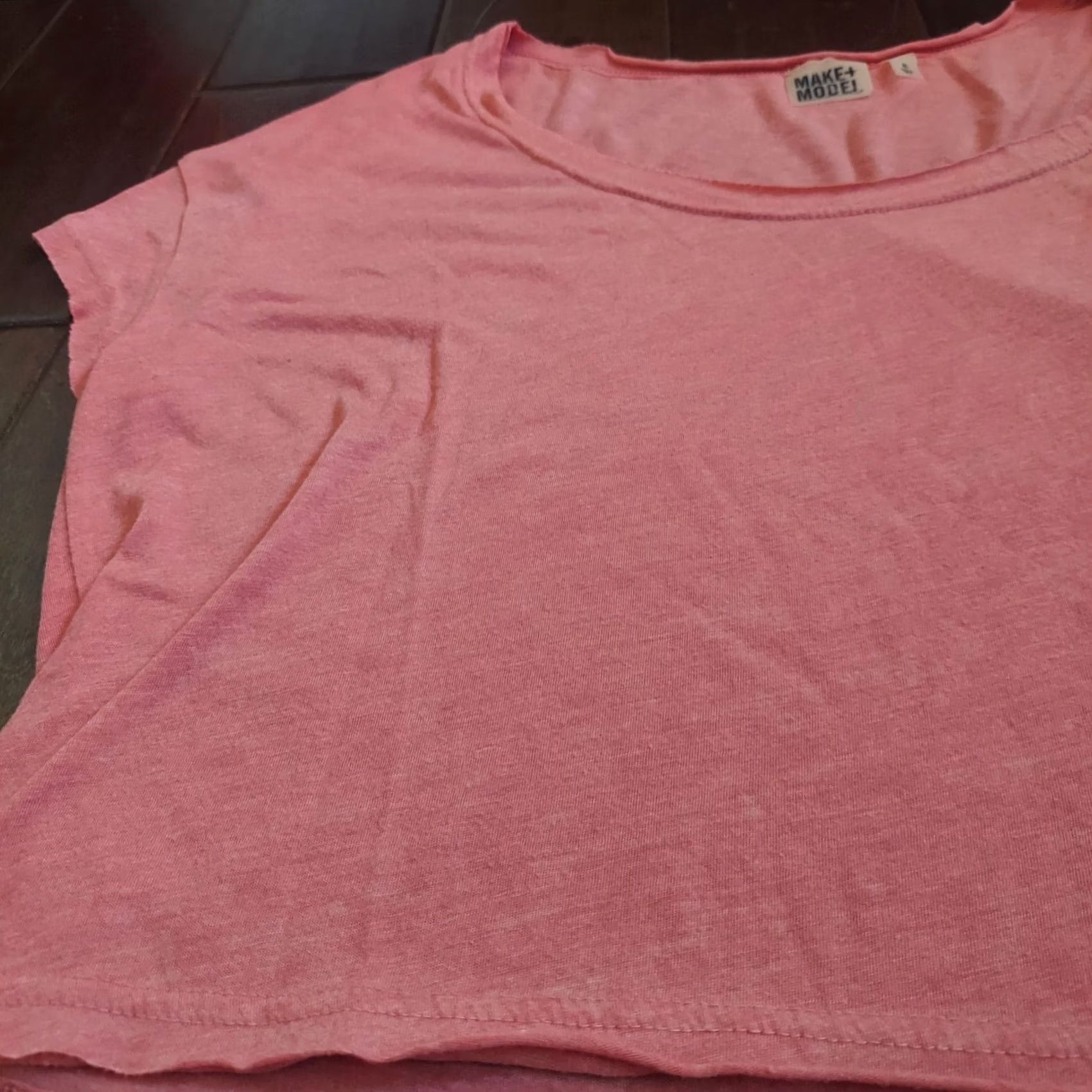 Pinko Make + Model Women's Pink Short Sleeve Pocket Shirt XL T-Shirt, Plus Size, Basic, Round Neck, Polyester Viscose, Pockets, Pink, Women Size XL / US 12-14 / IT 48-50 - 6 Thumbnail