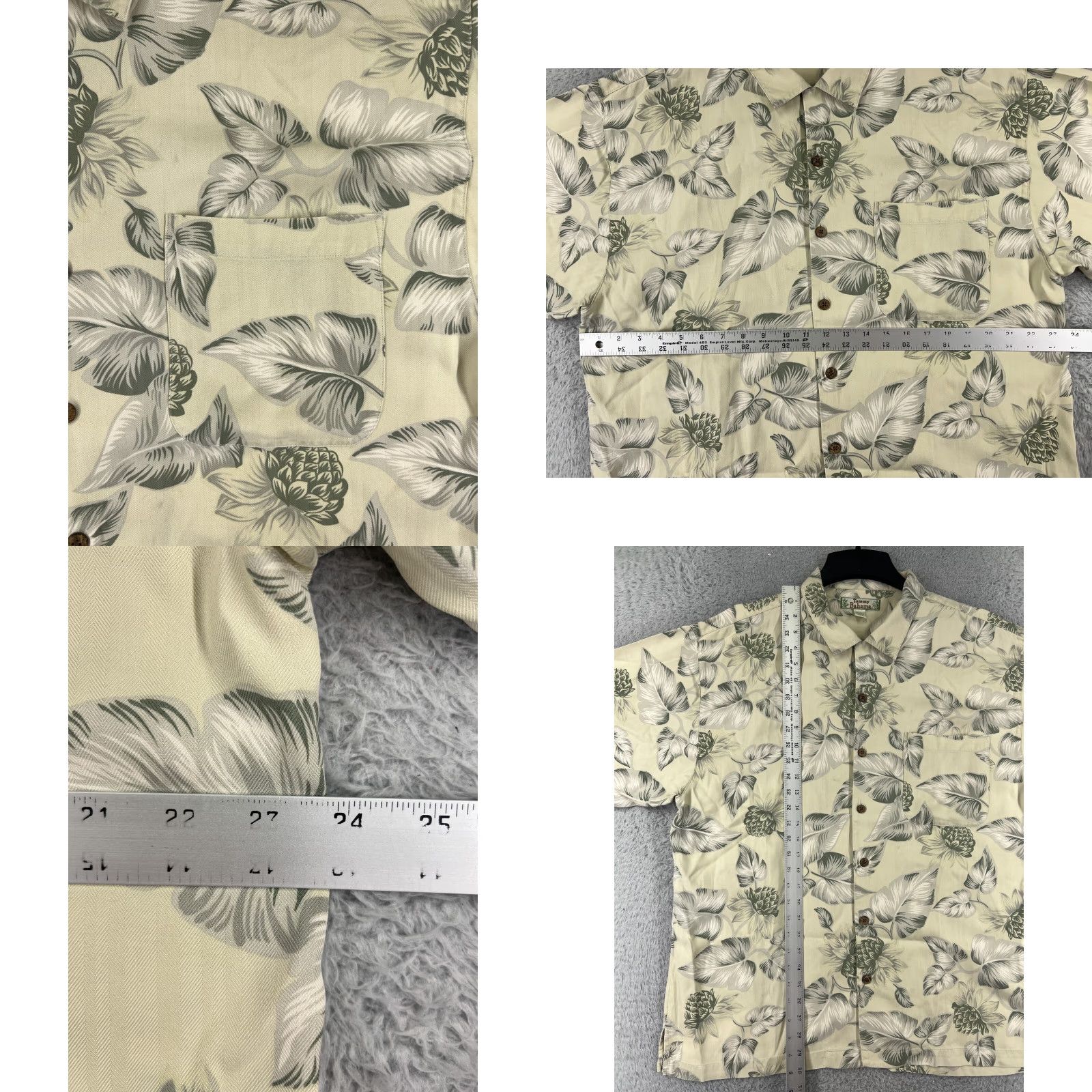 Tommy Bahama VINTAGE Tommy Bahama Shirt Mens XL Ivory Floral Palm Button Up Hawaiian Silk Size US XL / EU 56 / 4 - 8 Thumbnail