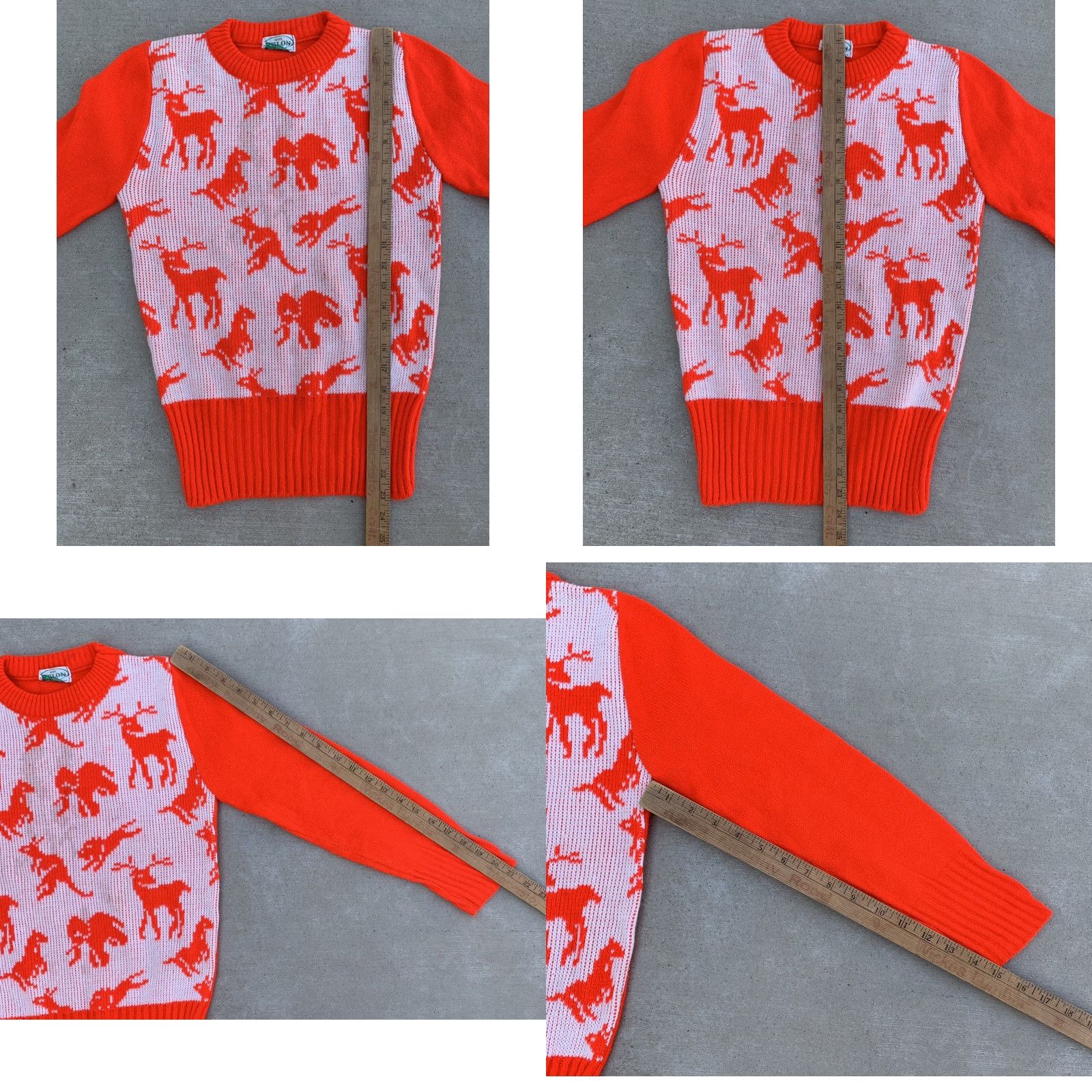 PONY VINTAGE Acrylic Knit Sweater Animals Deer Lion Elephant Horse Pony 60s Spuncraft Inc Sweater Women S Red Pullover KnIT Long Sleeve Knit Char/.. Size S / US 4 / IT 40 - 11 Thumbnail