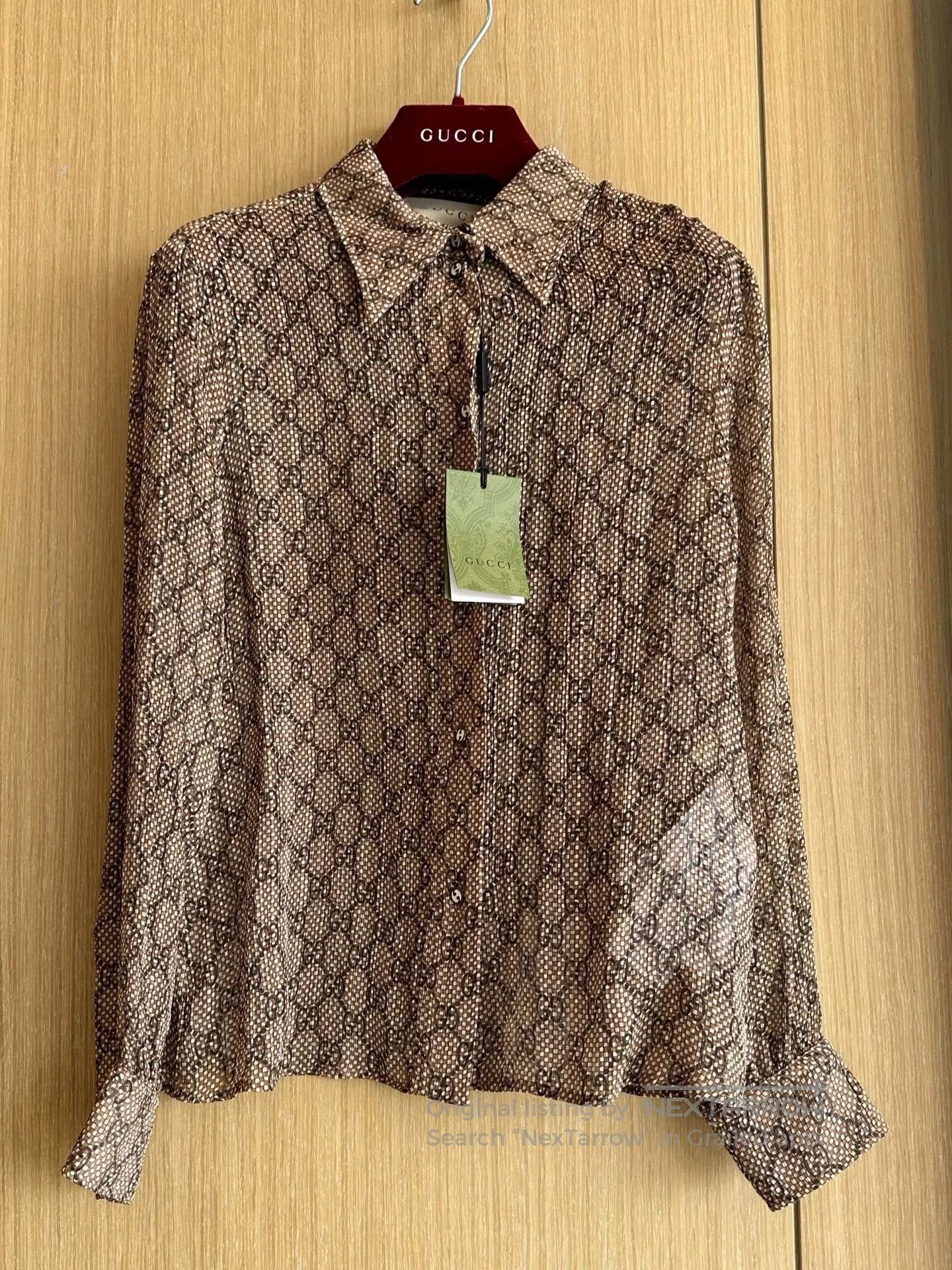 Gucci Gucci GG Logo Silk Shirt. Size XS / US 0-2 / IT 36-38 - 1 Thumbnail