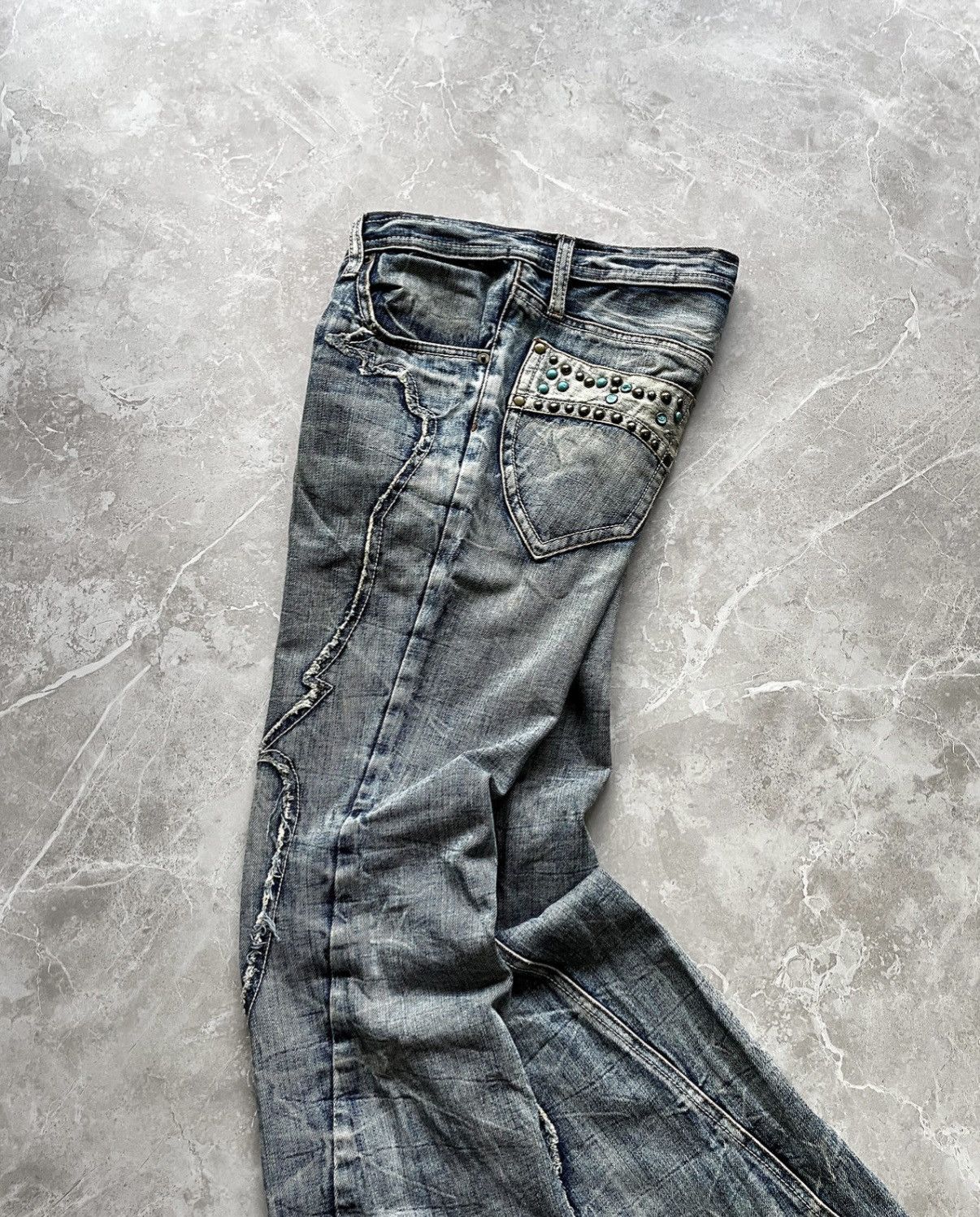 semanticdesign SEMANTIC DESIGN TRIBAL PANELLED ACID-WASH JEANS Size US 29 - 4 Thumbnail