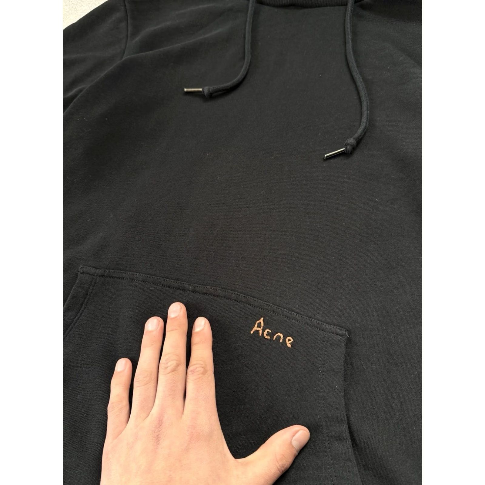 Acne Studios Acne Studios Black Hoodie Pullover Oversized Layered Sleeve Hooded Logo Embroidered Knit Cotton Mens S Regular Vintage Avant Gard 90s Style Size US S / EU 44-46 / 1 - 4 Thumbnail