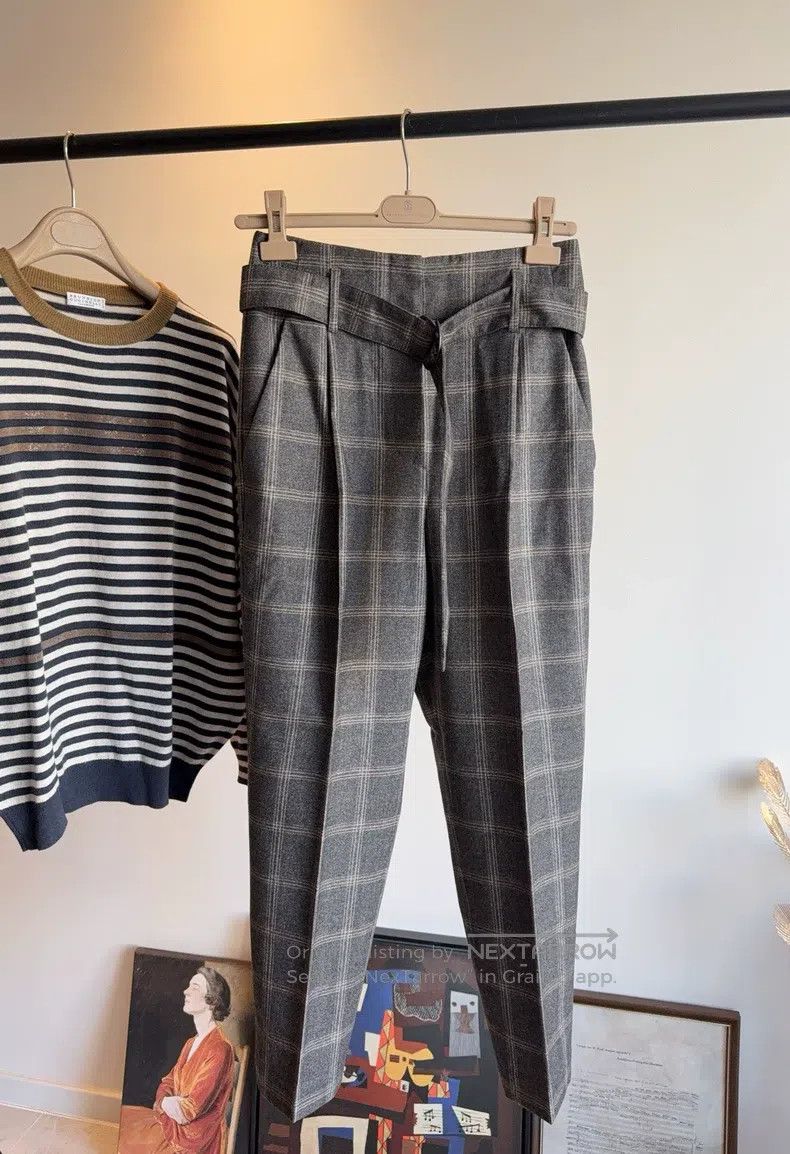 Brunello Cucinelli Brunello Cucinelli Wool Plaid Trousers Size 26" / US 2 / IT 38 - 1 Thumbnail