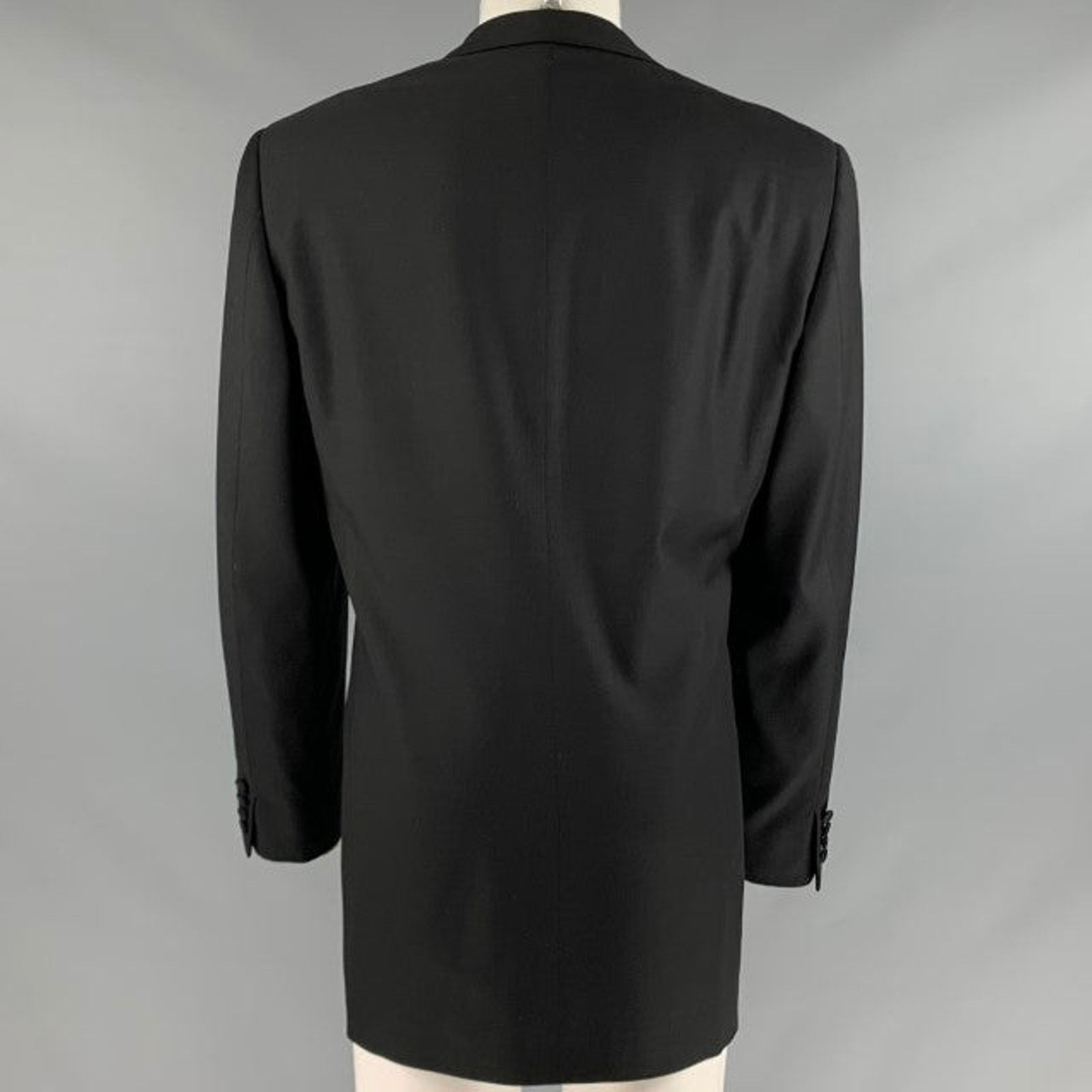 Ermenegildo Zegna ERMENEGILDO ZEGNA Size 40 Black Wool Peak Lapel Sport Coat Size 40R - 3 Thumbnail