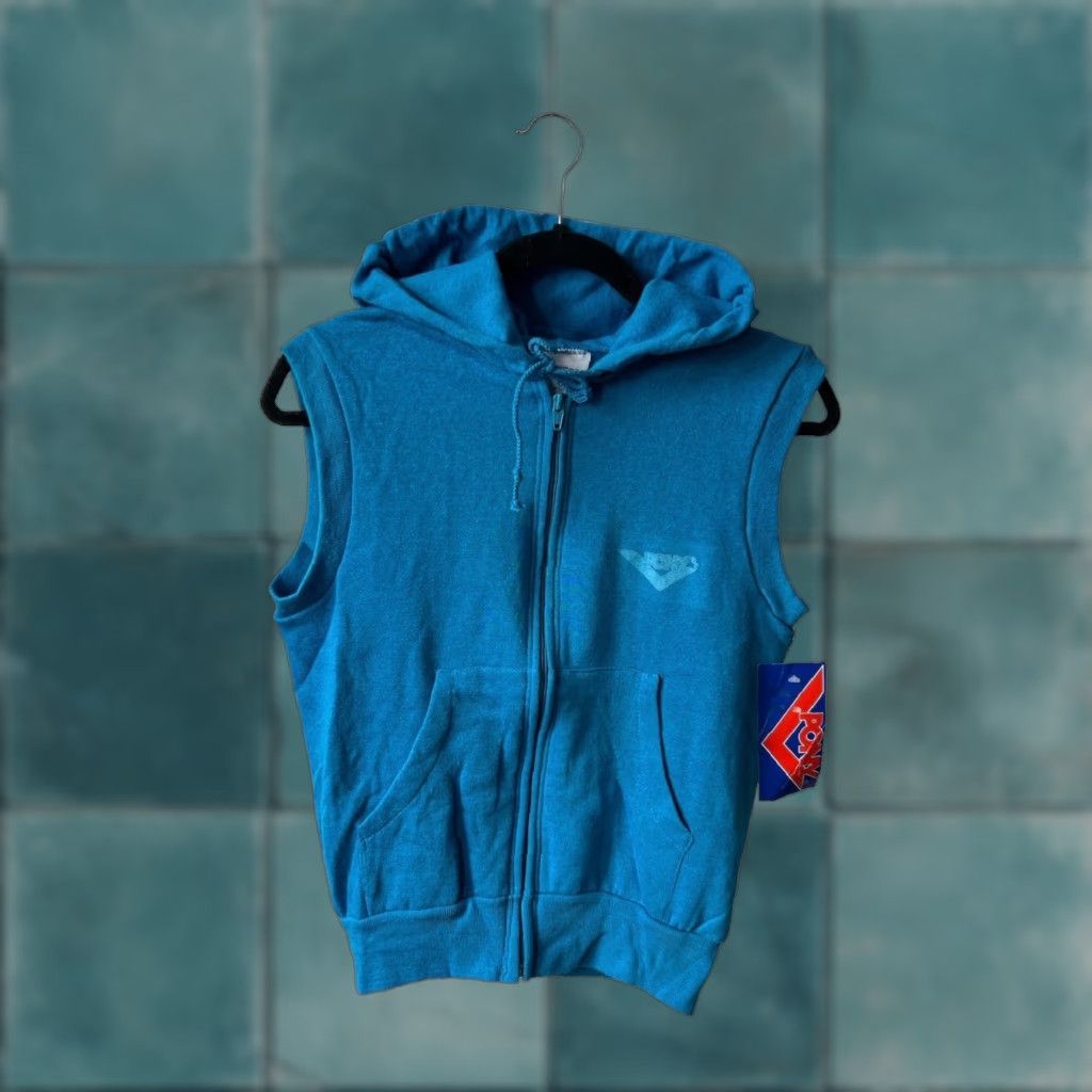 PONY VINTAGE PONY Hoodie Sweatshirt Vest Womens M Blue 80s NWT Deadstock Zip Hooded Size M / US 6-8 / IT 42-44 - 1 Thumbnail
