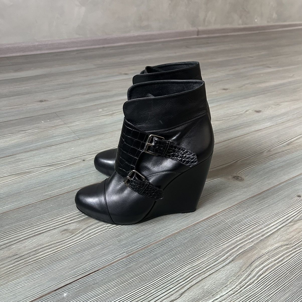 Sacai Sacai Black Buckle Leather Wedge Boots Size US 11 / IT 41 - 7 Thumbnail