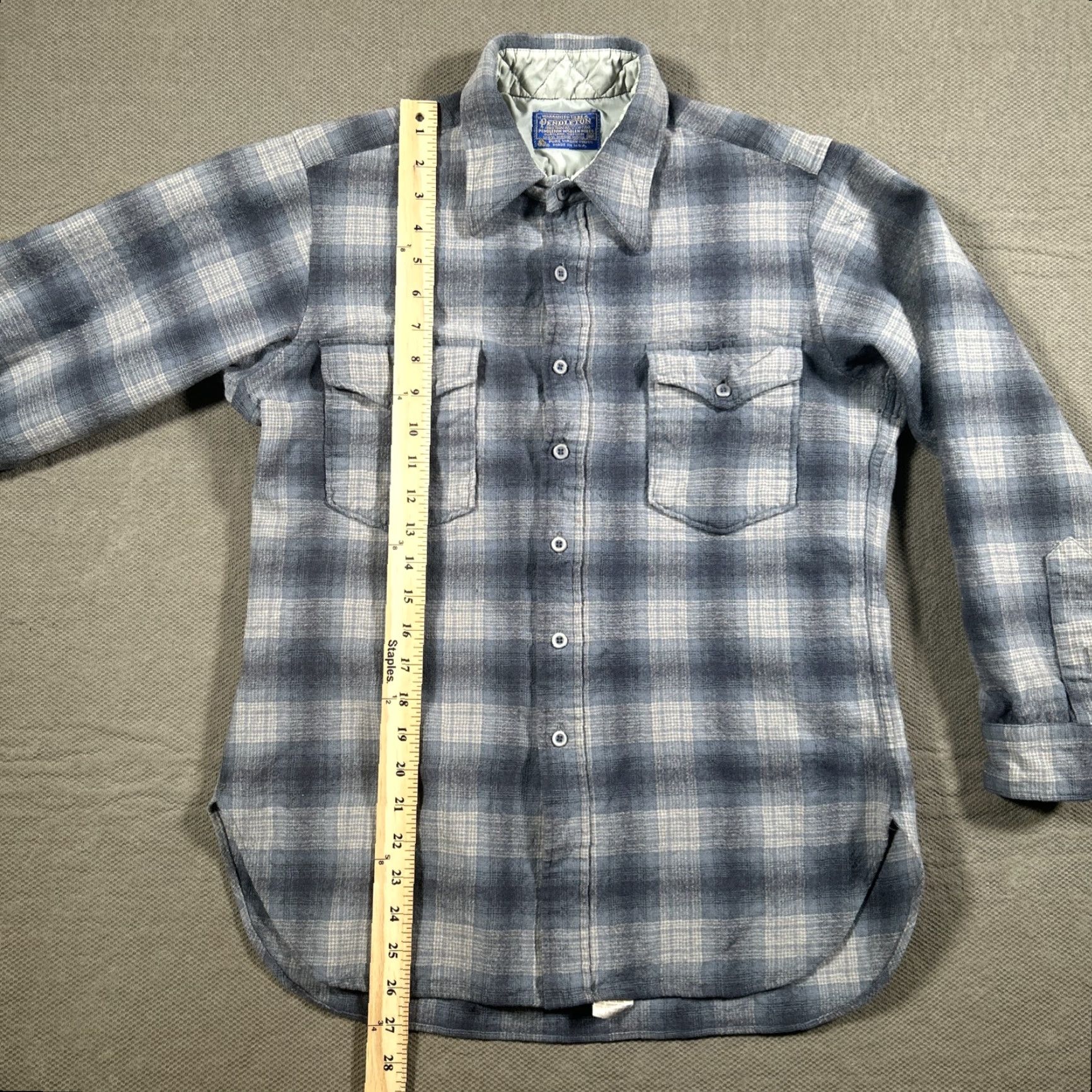 Pendleton VINTAGE Pendleton Mens Shirt 16.5 Long Sleeve Button Front Plaid Blue Wool USA Size US XL / EU 56 / 4 - 7 Thumbnail