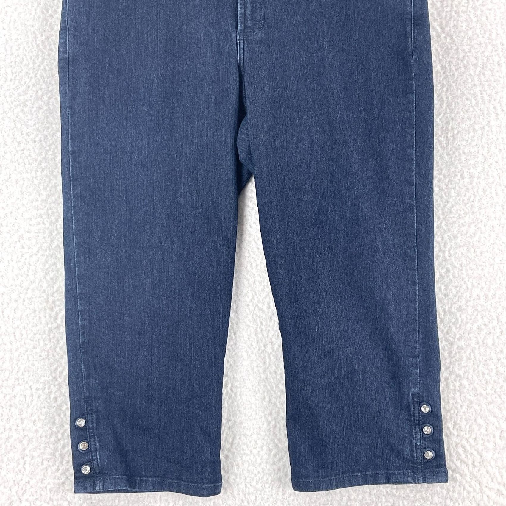 NYDJ NYJD Jeans Womens Blue Denim Cropped High-Rise Size 14 Jeans/High Rise Cropped Denim Jeans Womens 14 Blue NYDJ Size 36" / US 14 / IT 50 - 3 Thumbnail