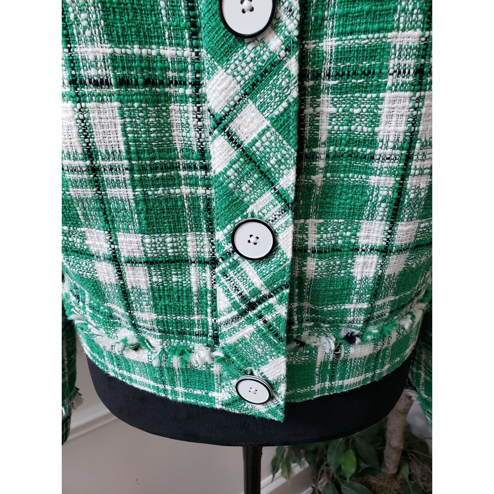 The Unbranded Brand Cabi Library Jacket Womens Medium Green White Plaid Sophia Size M / US 6-8 / IT 42-44 - 12 Thumbnail