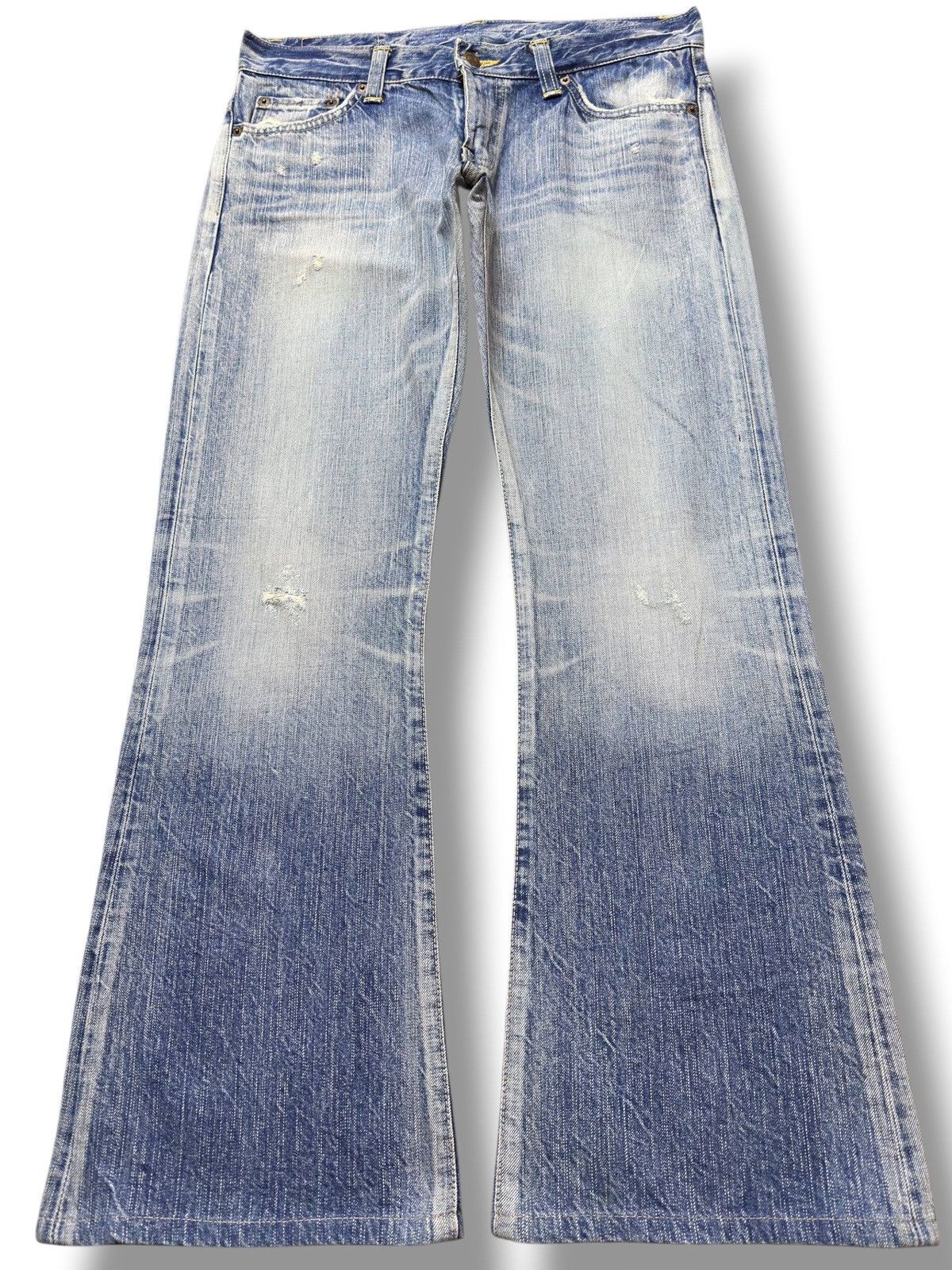 Edwin Vintage Edwin 503 Flare Bootcut Faded Denim Size US 33 - 1 Thumbnail