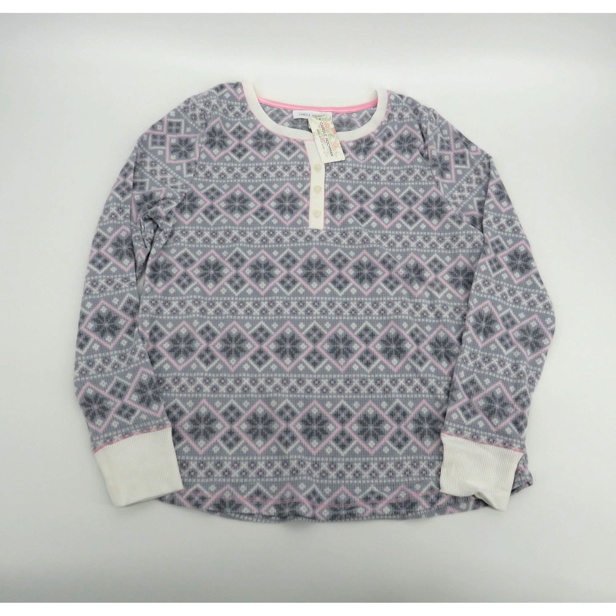 Other Carole Hochman Women's Small Pajama Set Long Sleeve Gray/Pin Size ONE SIZE - 2 Thumbnail