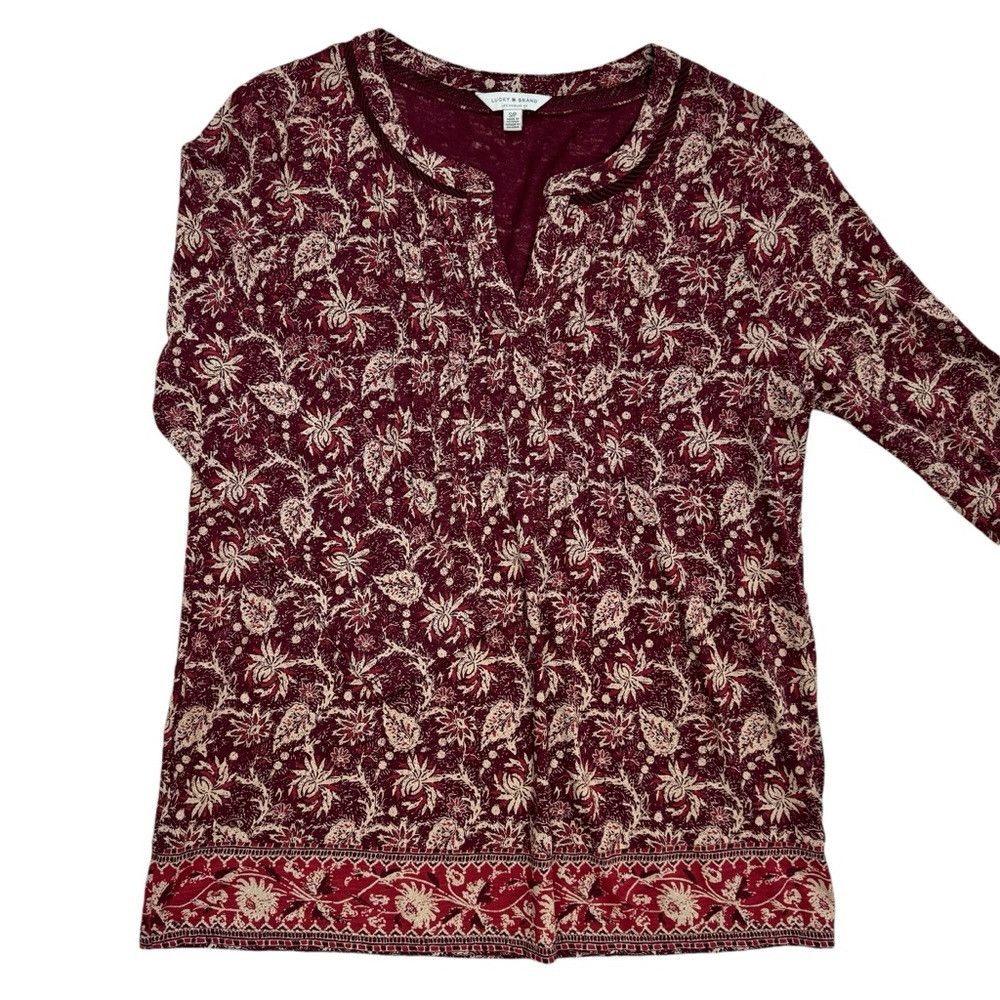 Lucky Brand Lucky Brand Border Print Long Sleeve Top Size S Size S / US 4 / IT 40 - 5 Thumbnail