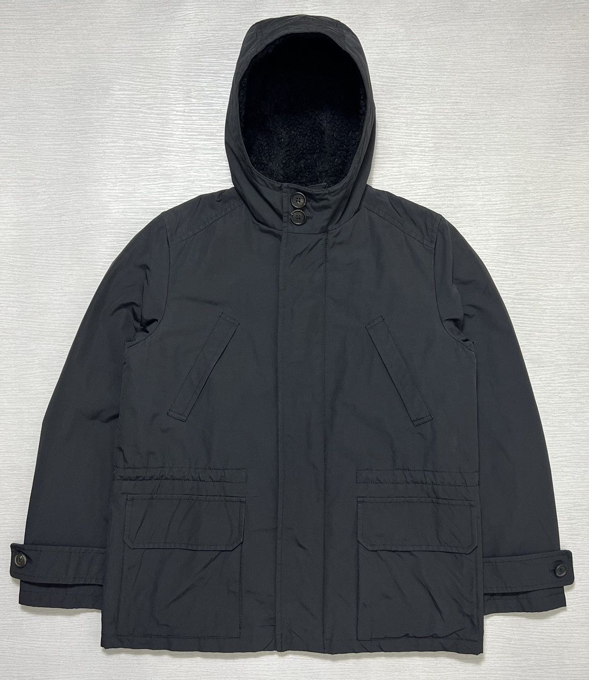 Image of Prada - F/w 2011 - Sherpa Lining Hooded Parka in Black, Men's (Size Small)