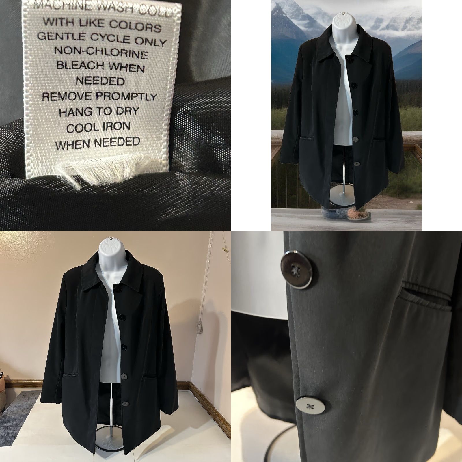 Merona VINTAGE Merona Coat Women Small Black Button Up Collar VN#1074381 RN#17730 Peacoat Size S / US 4 / IT 40 - 9 Thumbnail