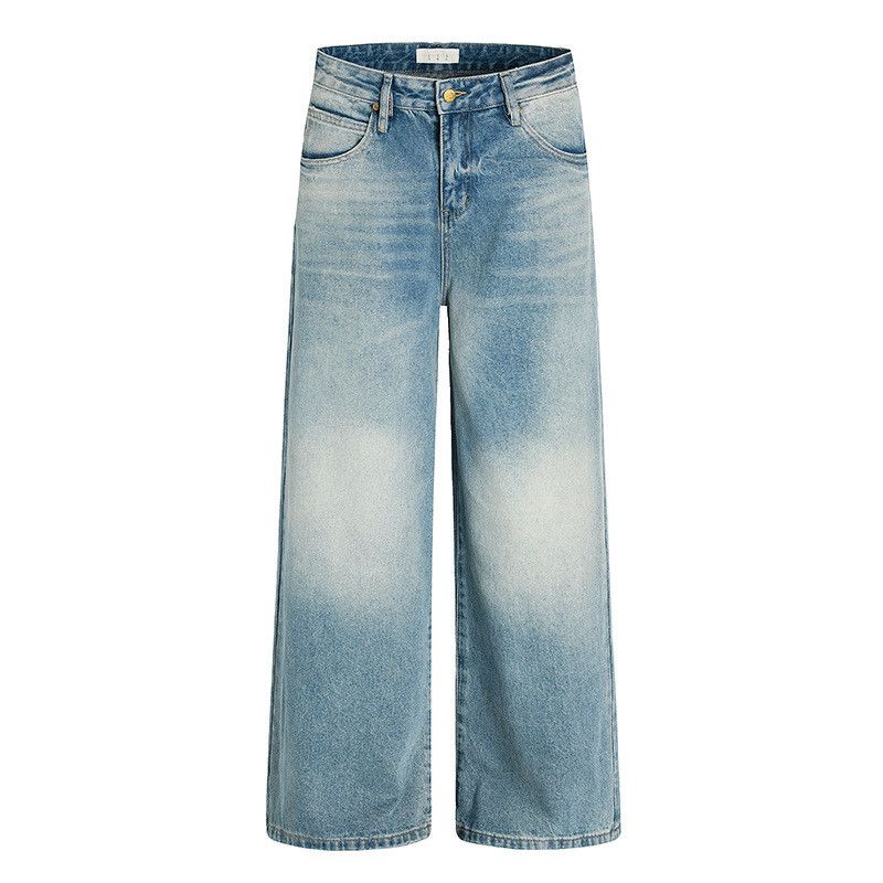 Jean Retro washed men's loose distressed casual straight jeans Size US 32 / EU 48 - 1 Thumbnail