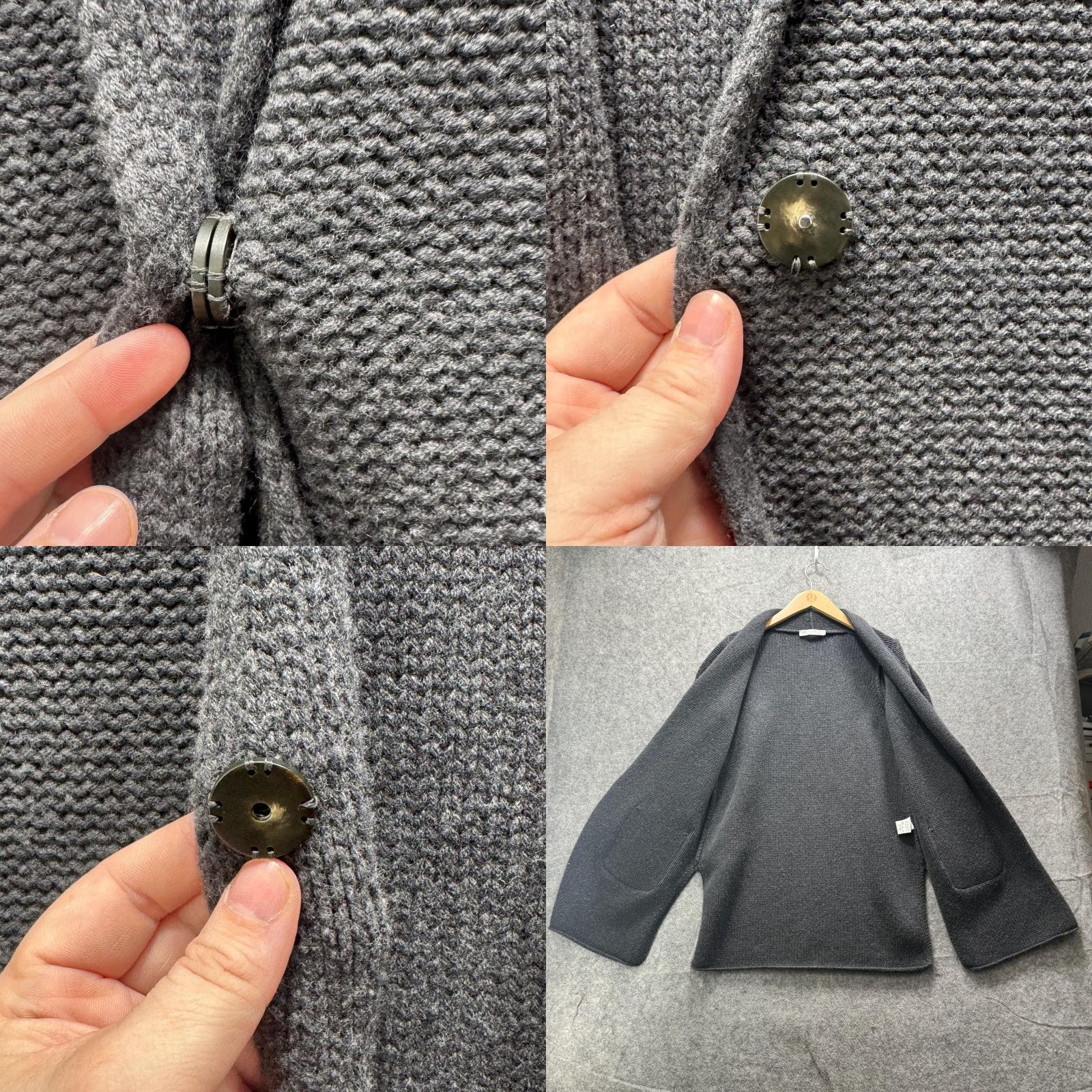 Fabiana Filippi Sweater Cardigan Womens Small Gray Fur Pocket Wool Italy