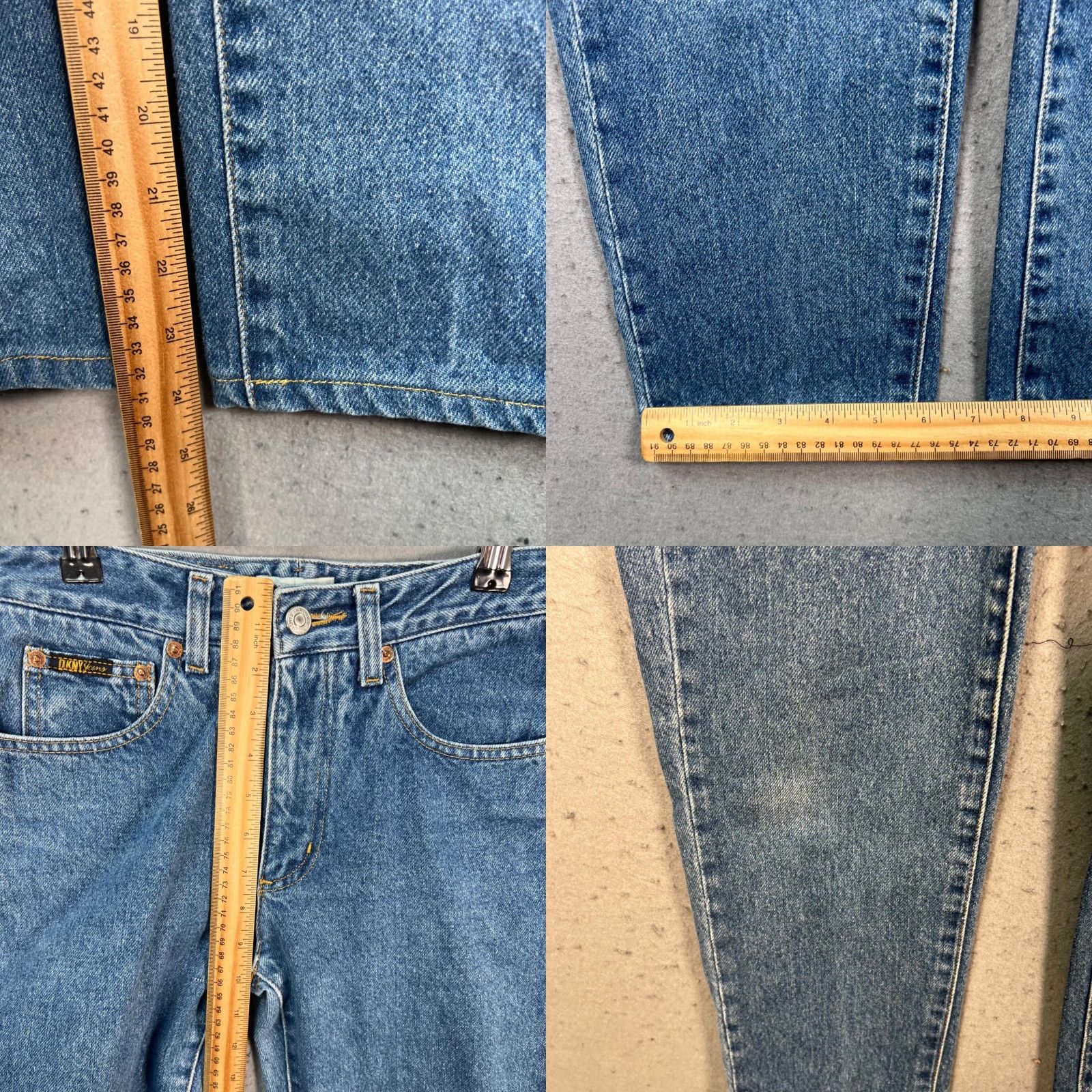 DKNY VINTAGE DKNY Womens Jeans Denim Blue 5-Pocket Tapered Mid Rise 26in Waist 25in Inseam Size 2 Light Distressed Size 26" / US 2 / IT 38 - 8 Thumbnail