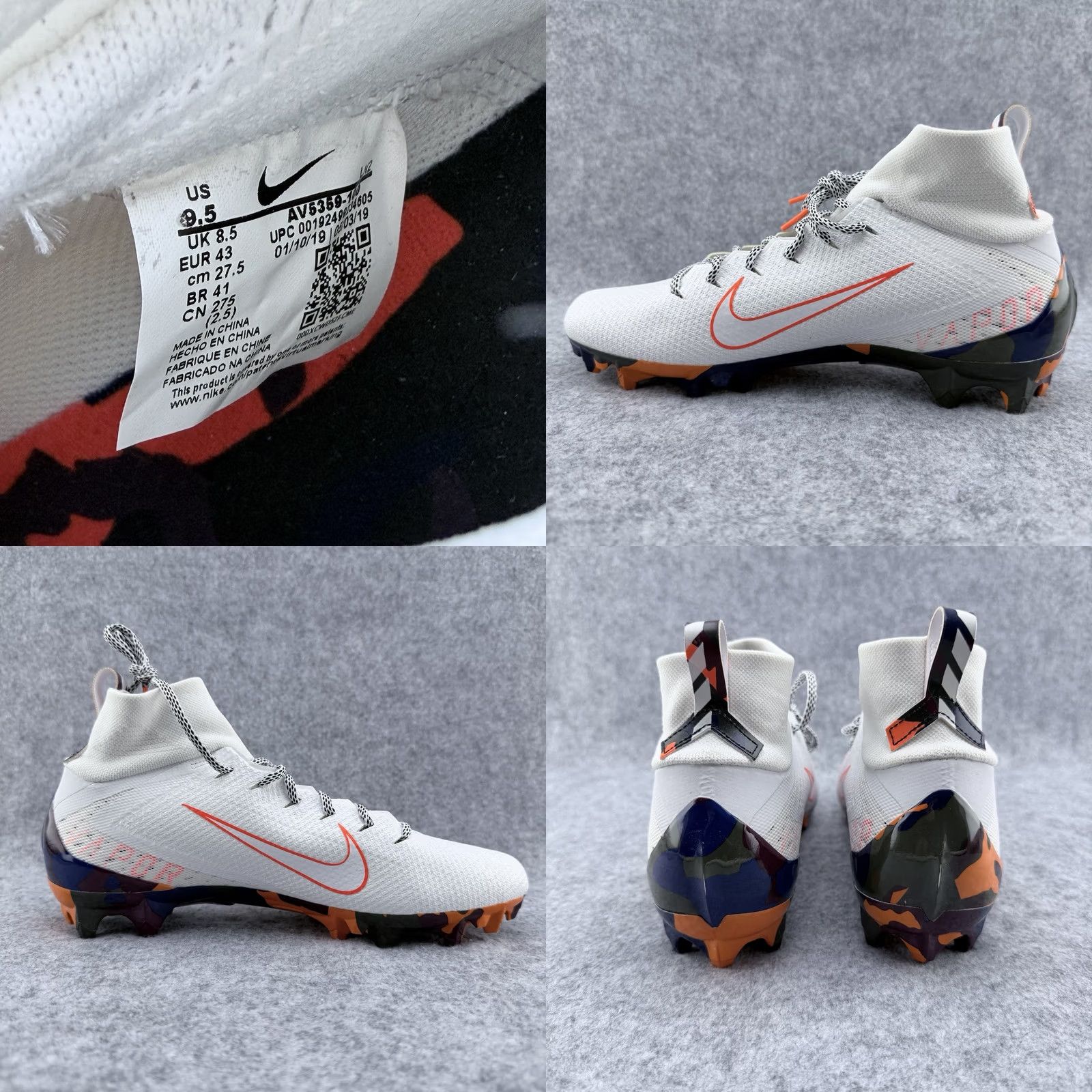 Nike Nike Vapor Untouchable 3 Pro Football Cleats Camo White Mens Size 9.5 Size US 10 / EU 43 - 8 Thumbnail