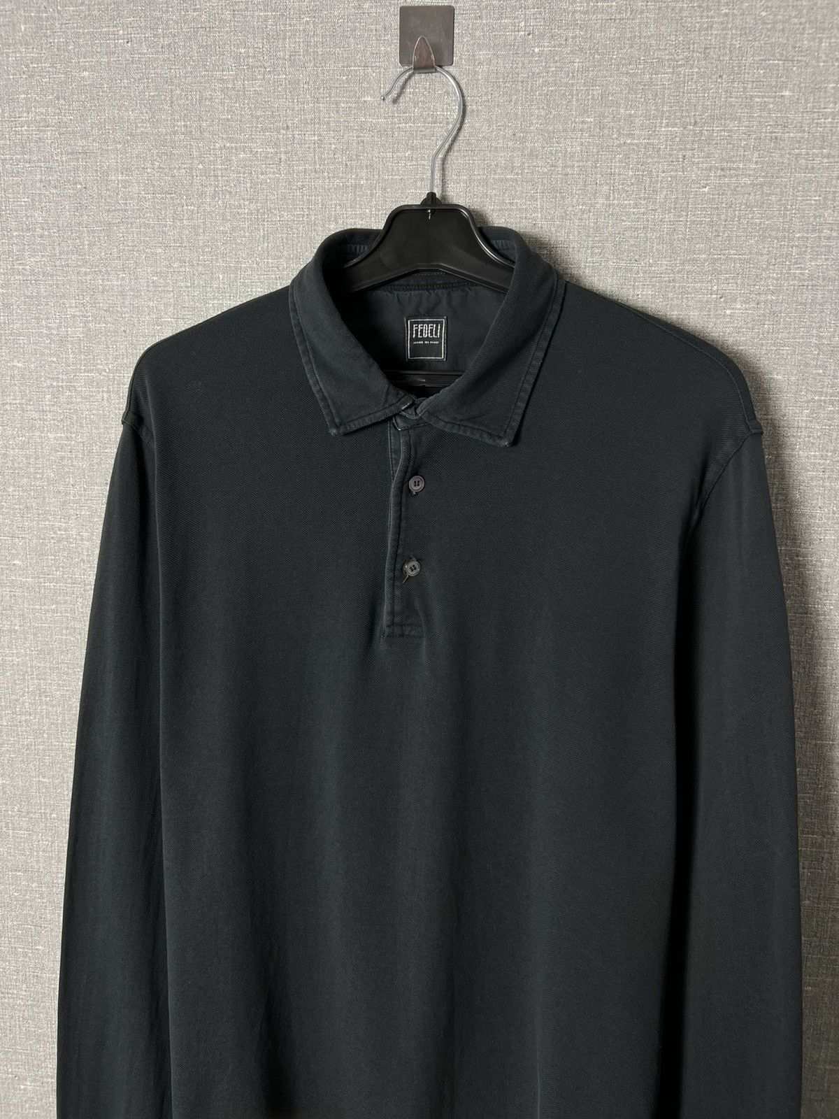 Fedeli Fedeli Dark Grey Luxury Long Sleeve Polo Shirt Size US L / EU 52-54 / 3 - 2 Thumbnail