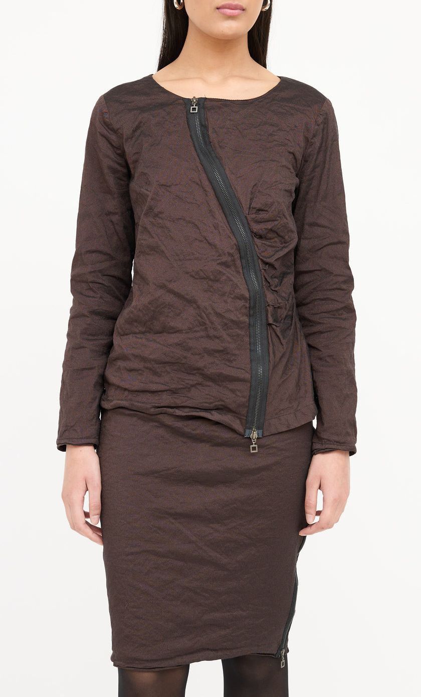 Sarah Pacini Sarah Pacini Brown Long Sleeve Top Sparkle Finish Size 3 Size L / US 10 / IT 46 - 1 Thumbnail