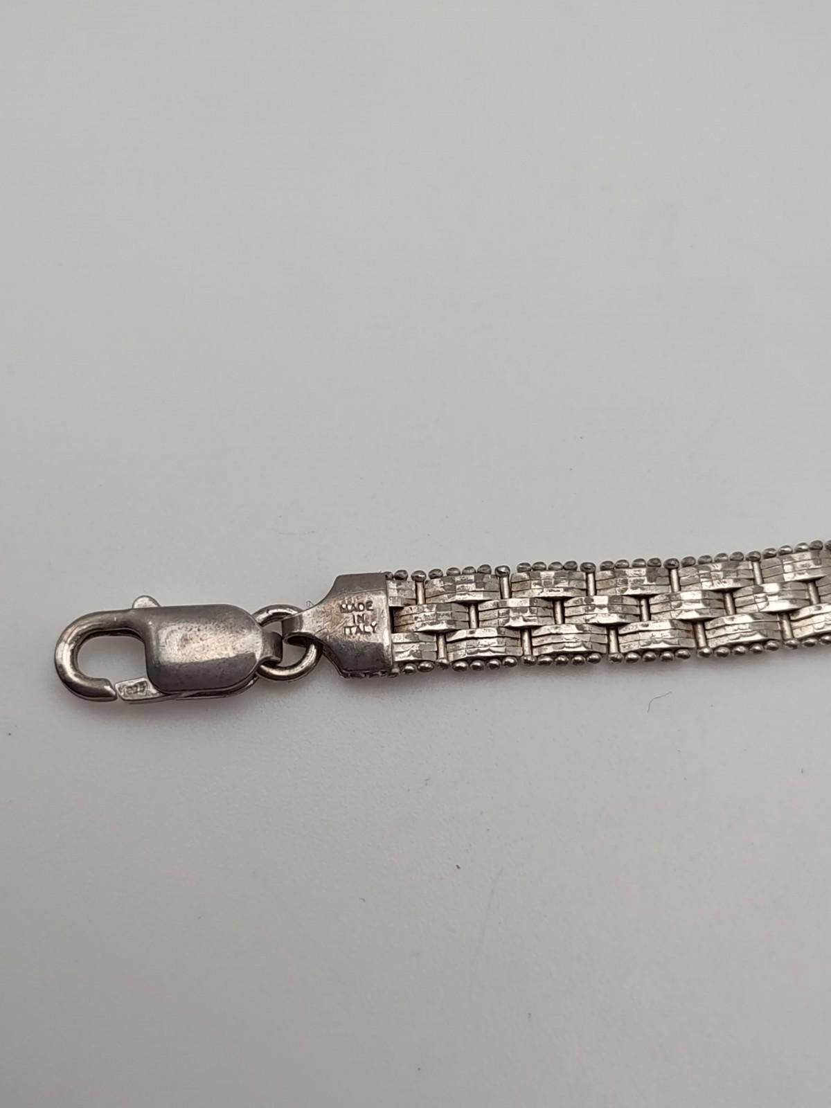 Chalk Line Men’s Italian Sterling Silver Bracelet 925 Woven Link Size ONE SIZE - 3 Thumbnail