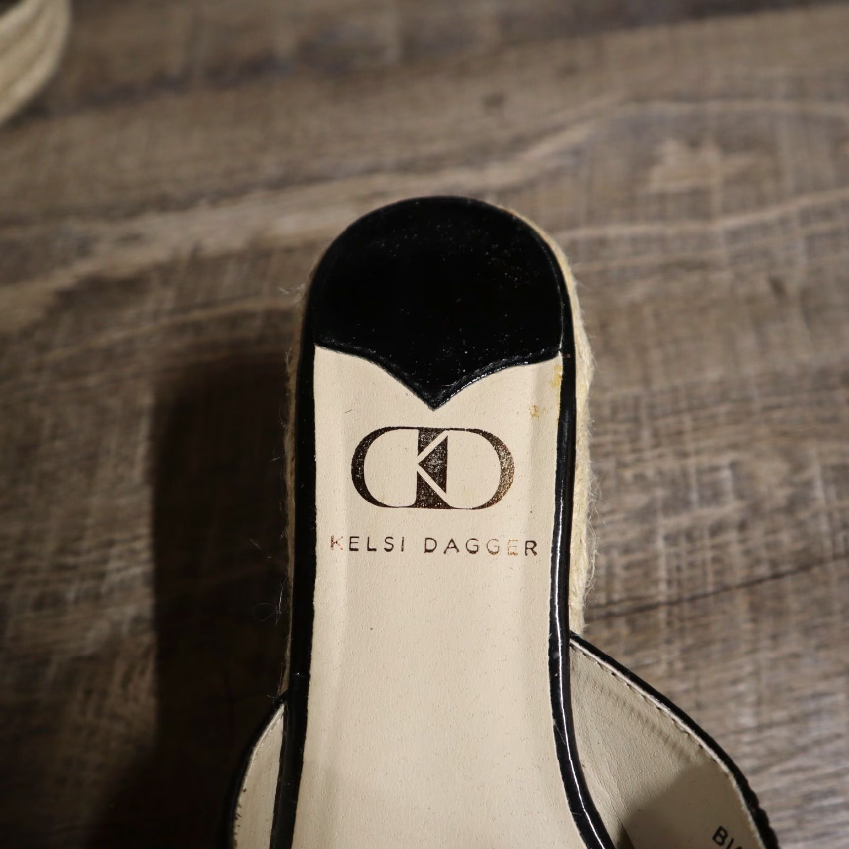 Vintage KELSI DAGGER BIANCA Black Rope Wedge Slide Sandals Size 8.5M Casual Womens Size US 8.5 / IT 38.5 - 5 Thumbnail