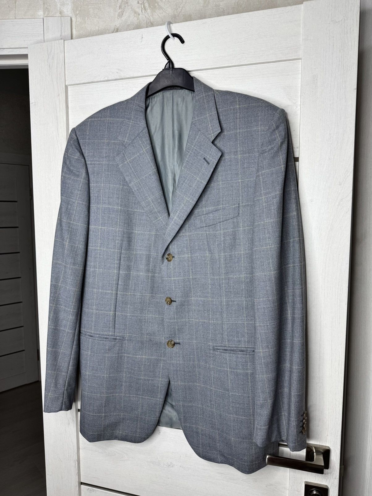 Corneliani Corneliani Linea Sartoria Handmade Gray Check Blazer 54L Size 54L - 2 Thumbnail