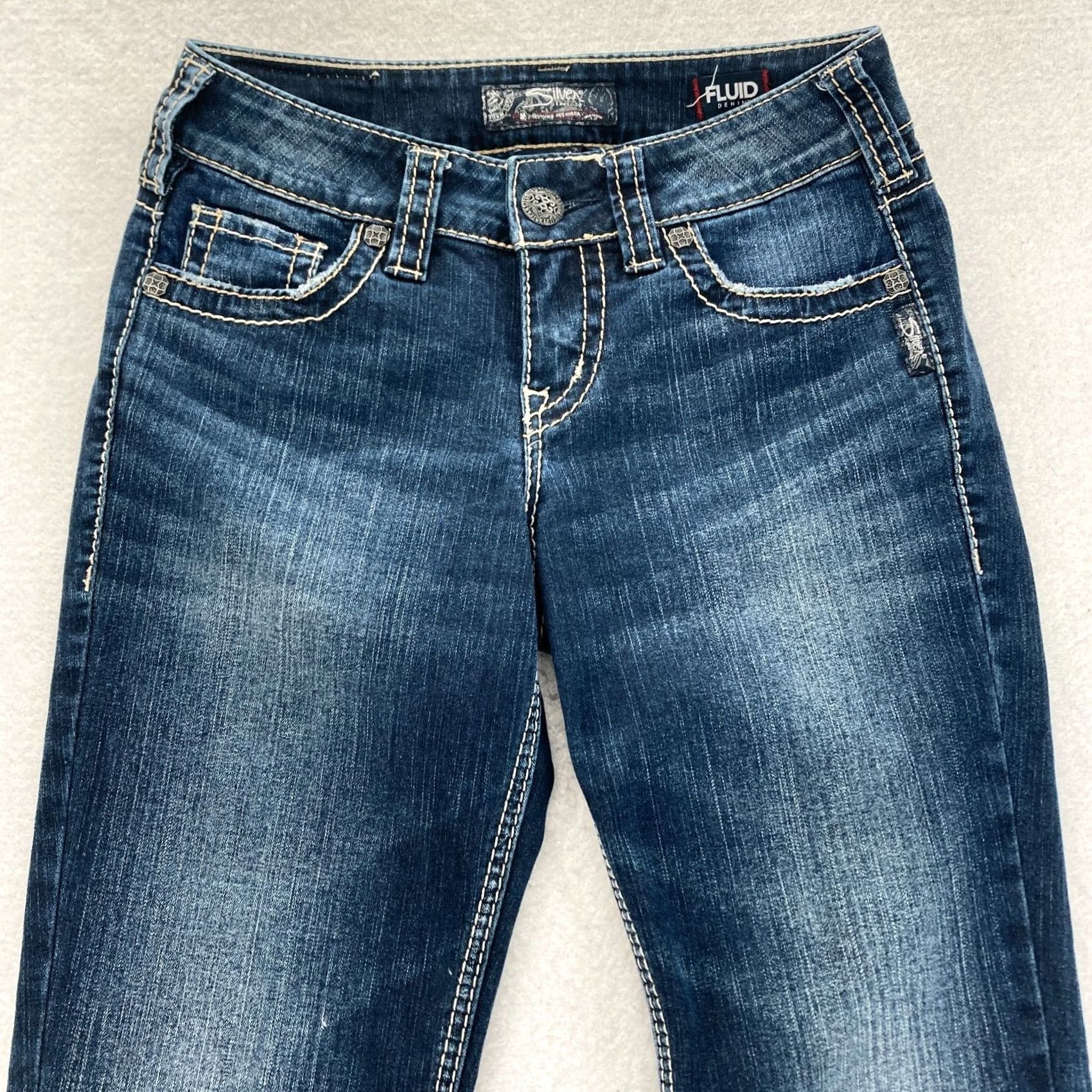 Silver Jeans Co. Silver Jeans Suki Slim Boot Women's 26x28 Dark Wash Blue Stretch Denim Bootcut Jeans Size 26" / US 2 / IT 38 - 2 Thumbnail