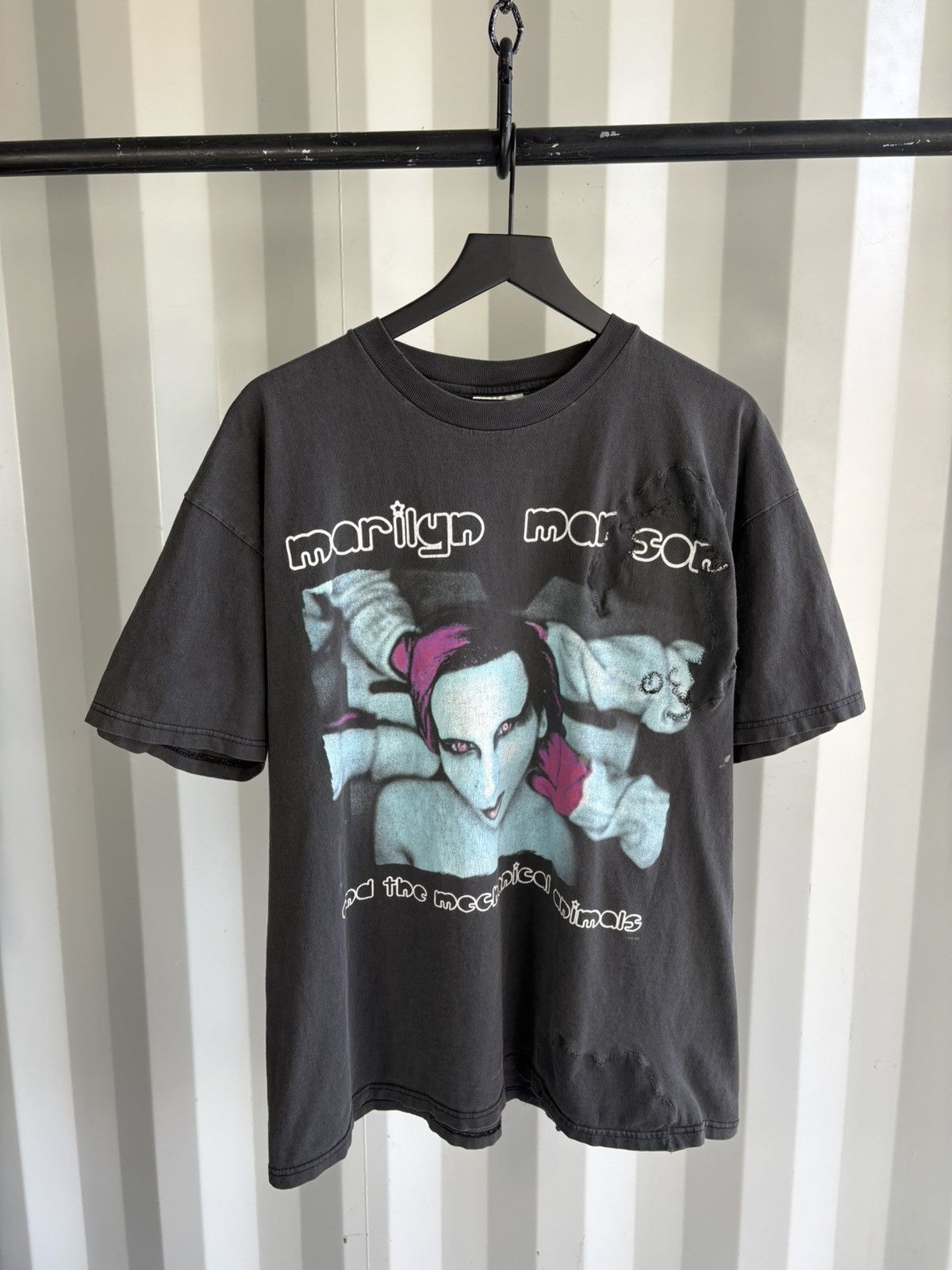 Marilyn Manson Vintage Marilyn Manson Shirt Distressed Faded GRUNGE Band Size US XL / EU 56 / 4 - 1 Thumbnail