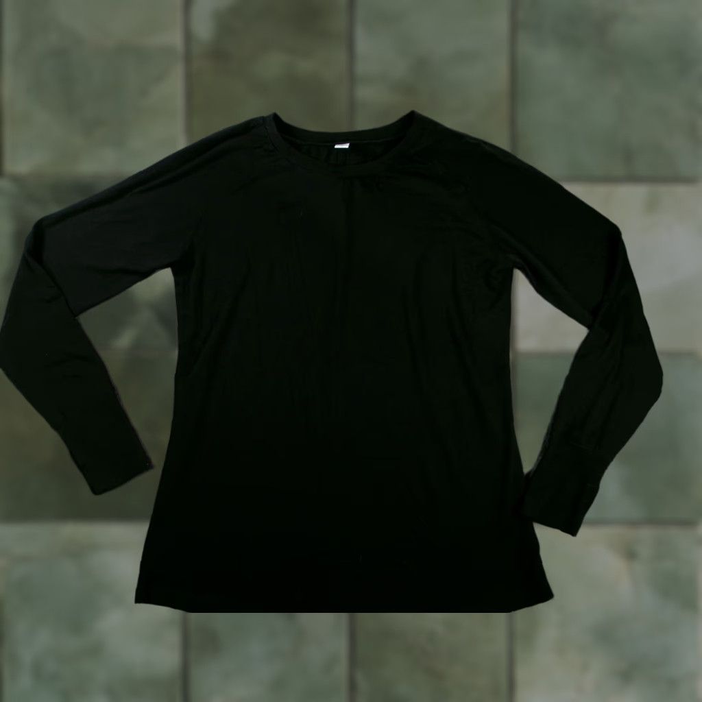 Layer 8 ELGOGY Shirt Women L Black Long Sleeve Scoop Neck Stretch Tunic Slim Fit Top Size L / US 10 / IT 46 - 1 Thumbnail