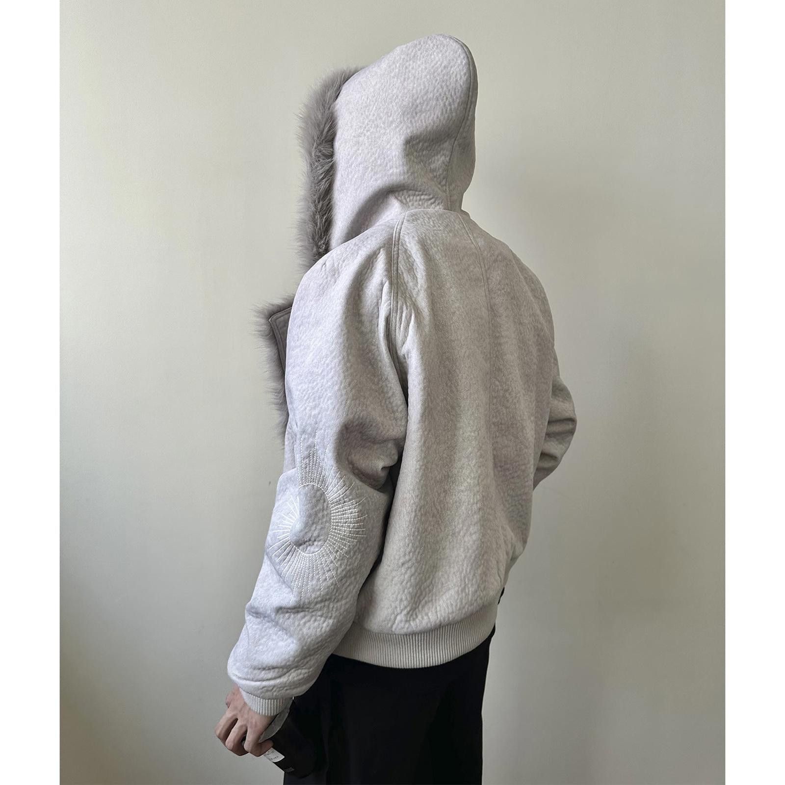 Japanese Brand Gray Faux Fur Collar Bomber Jacket, Men's Outerwear Size US M / EU 48-50 / 2 - 2 Thumbnail