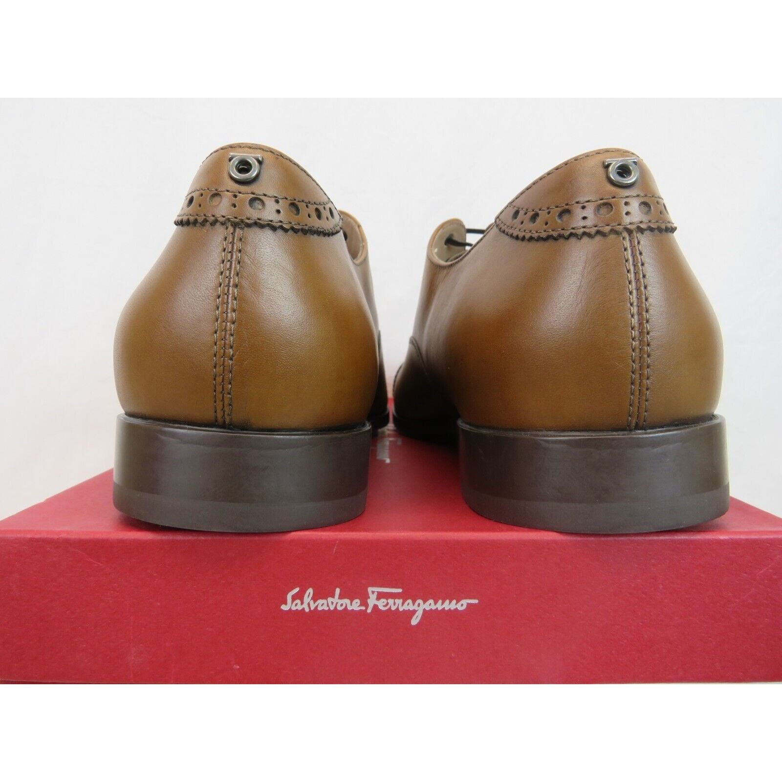 Salvatore Ferragamo FERRAGAMO BOSTON BROWN BROGUE LEATHER GANCINI OXFORDS 10 EE Size US 11 / EU 44 - 3 Thumbnail
