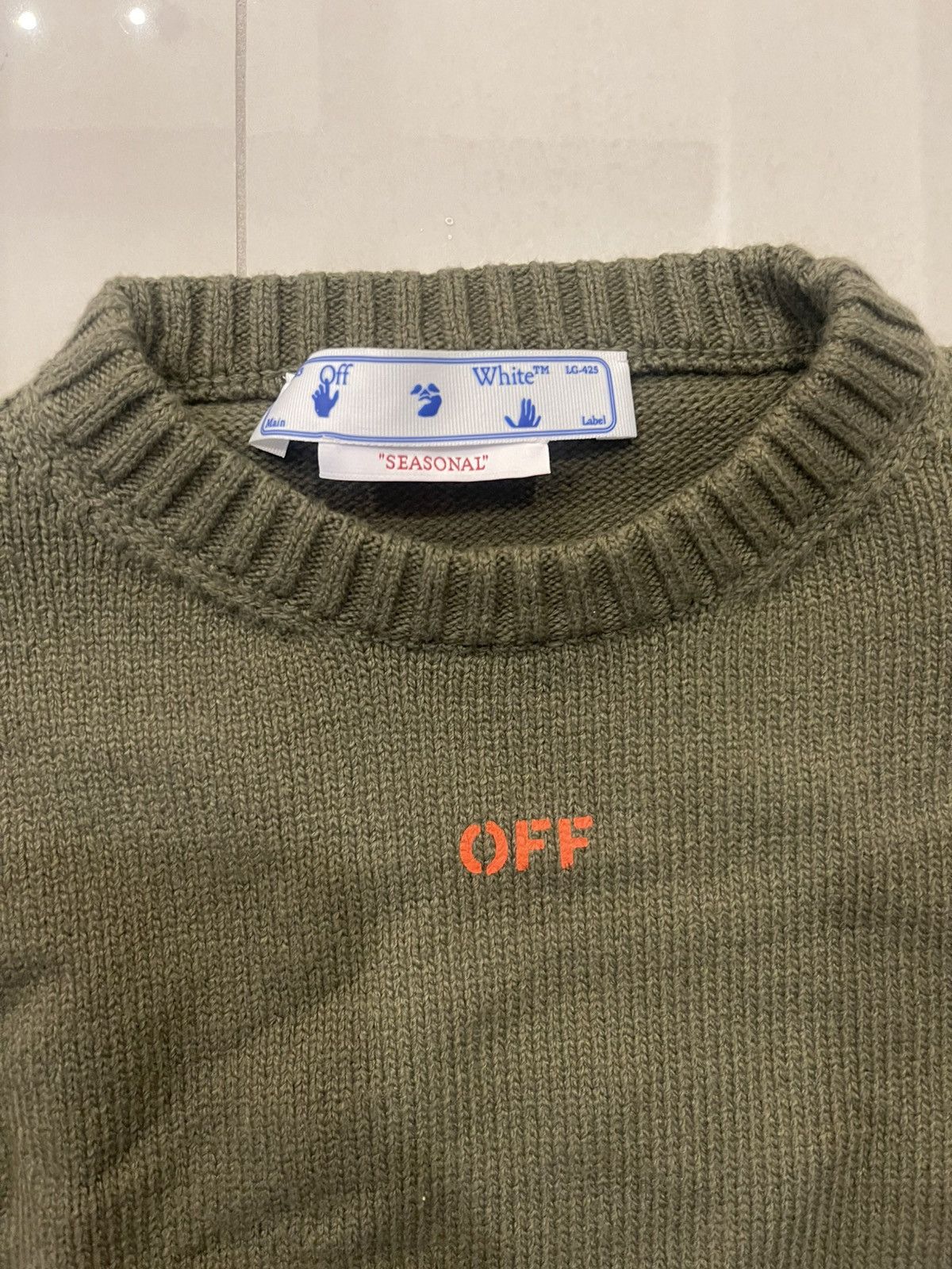Off-White Off white khaki diagonal arrow knit crew neck Size M / US 6-8 / IT 42-44 - 4 Thumbnail