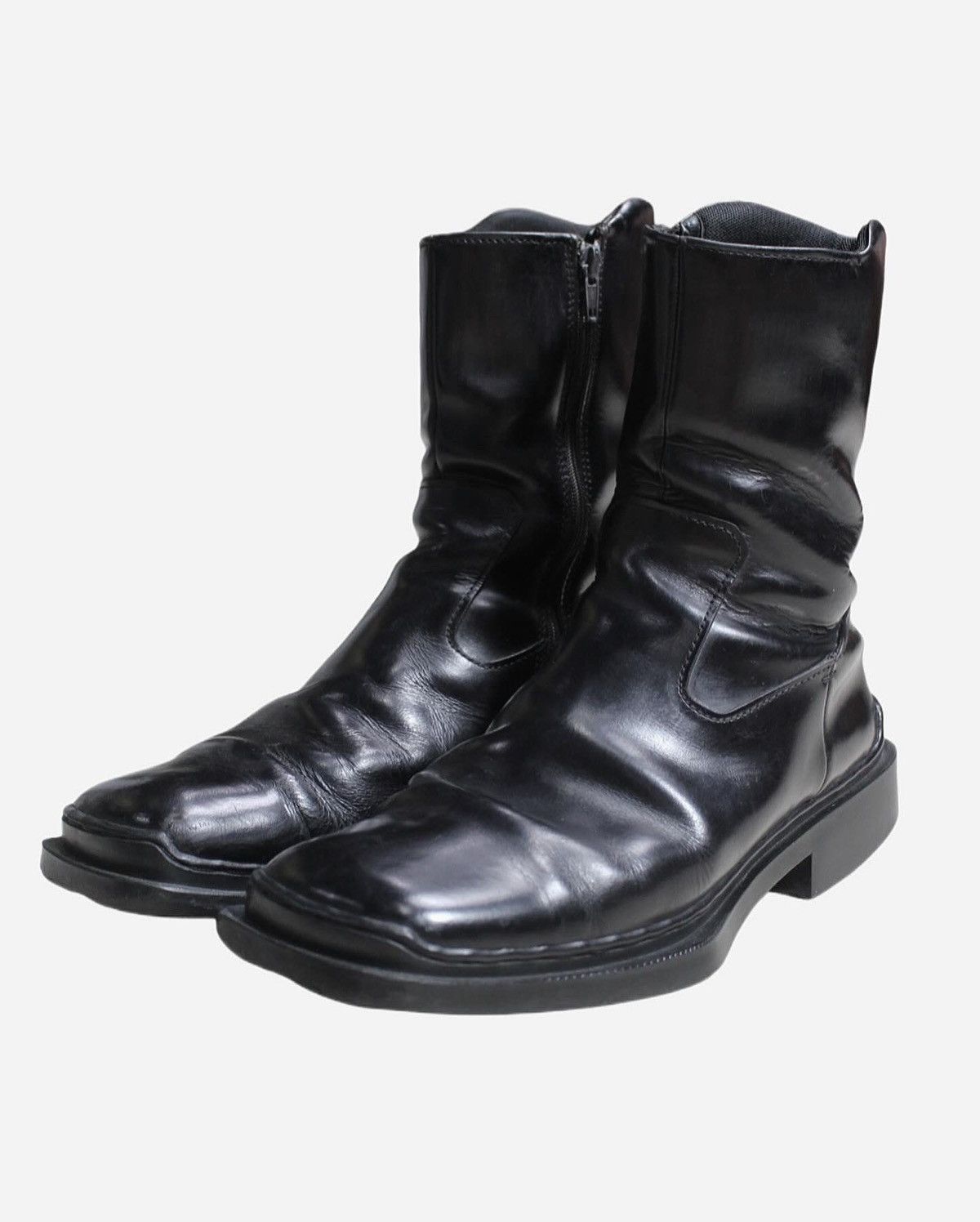 image of Aw99 Prada Square Toe Boots in Black, Men's (Size 7.5)