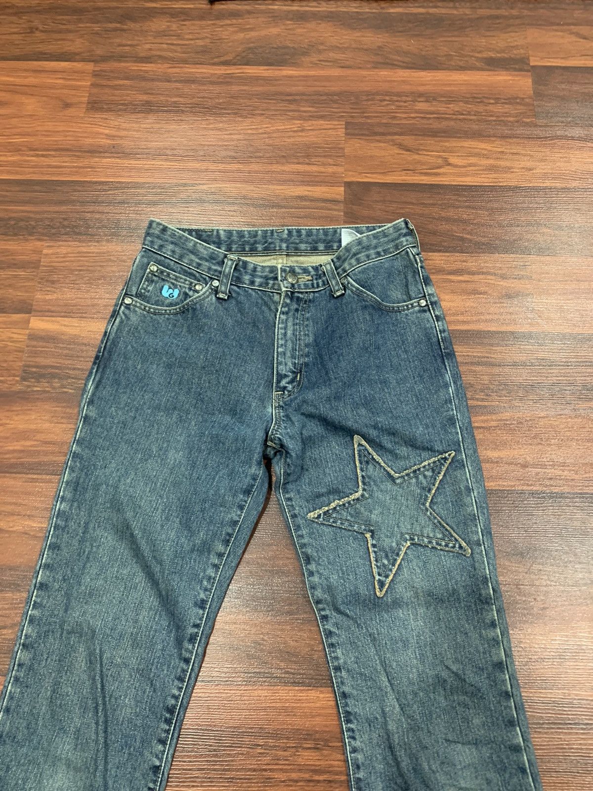 Japanese Brand × Vintage Vintage W-Girl Star Patches Flared Jeans Size 27" / US 4 / IT 40 - 3 Thumbnail