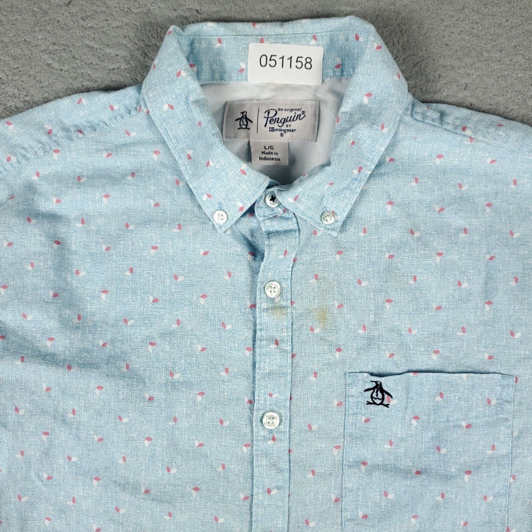 Original Penguin Original Penguin Blue Geometric Button-Up Shirt Men's Large Casual Short Sleeve Size US L / EU 52-54 / 3 - 2 Thumbnail