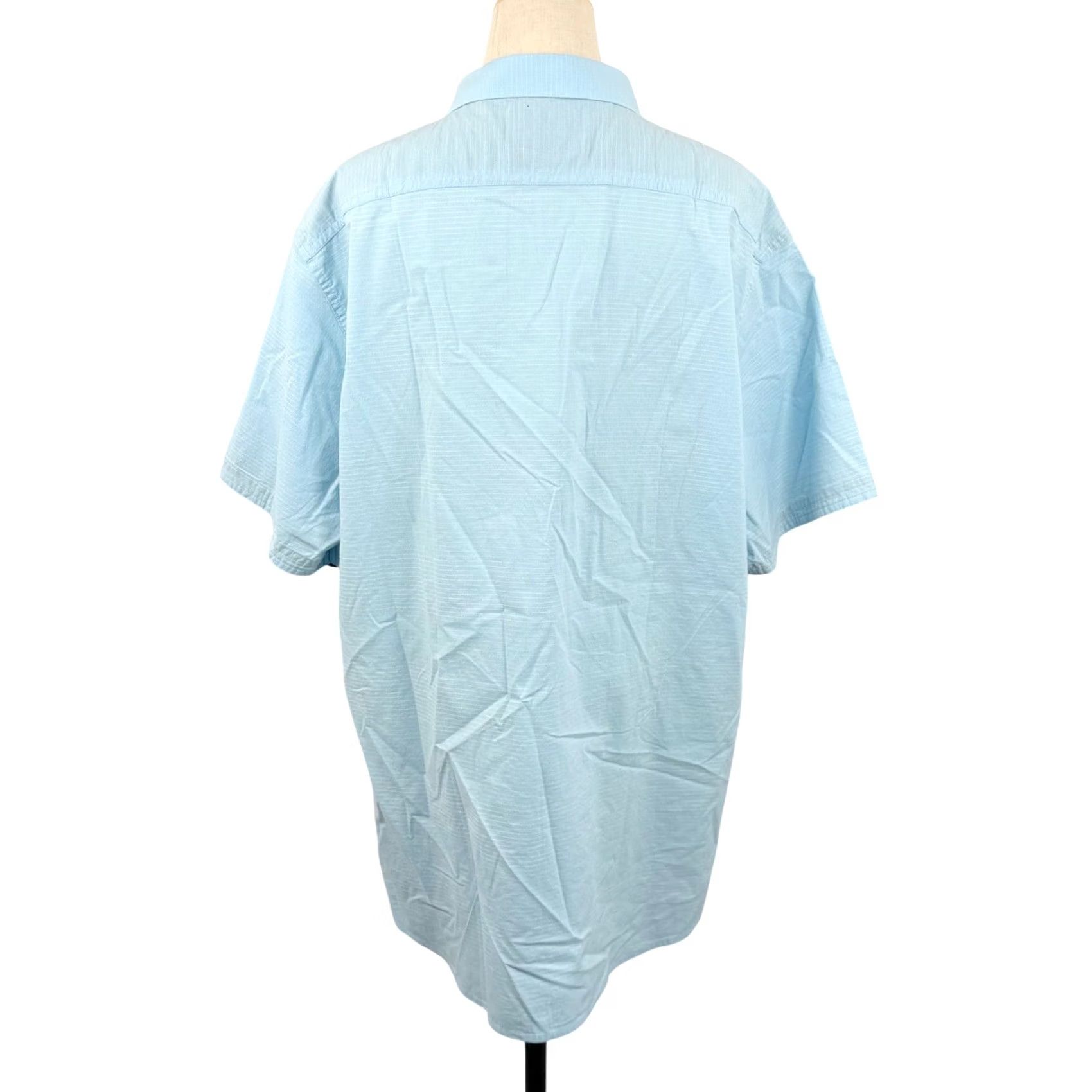 Flag & Anthem FLAG & ANTHEM Button-Down Shirt Striped Light Blue Short Sleeve XXL Mens Collared Coastal Casual Workwear Size US XXL / EU 58 / 5 - 2 Thumbnail