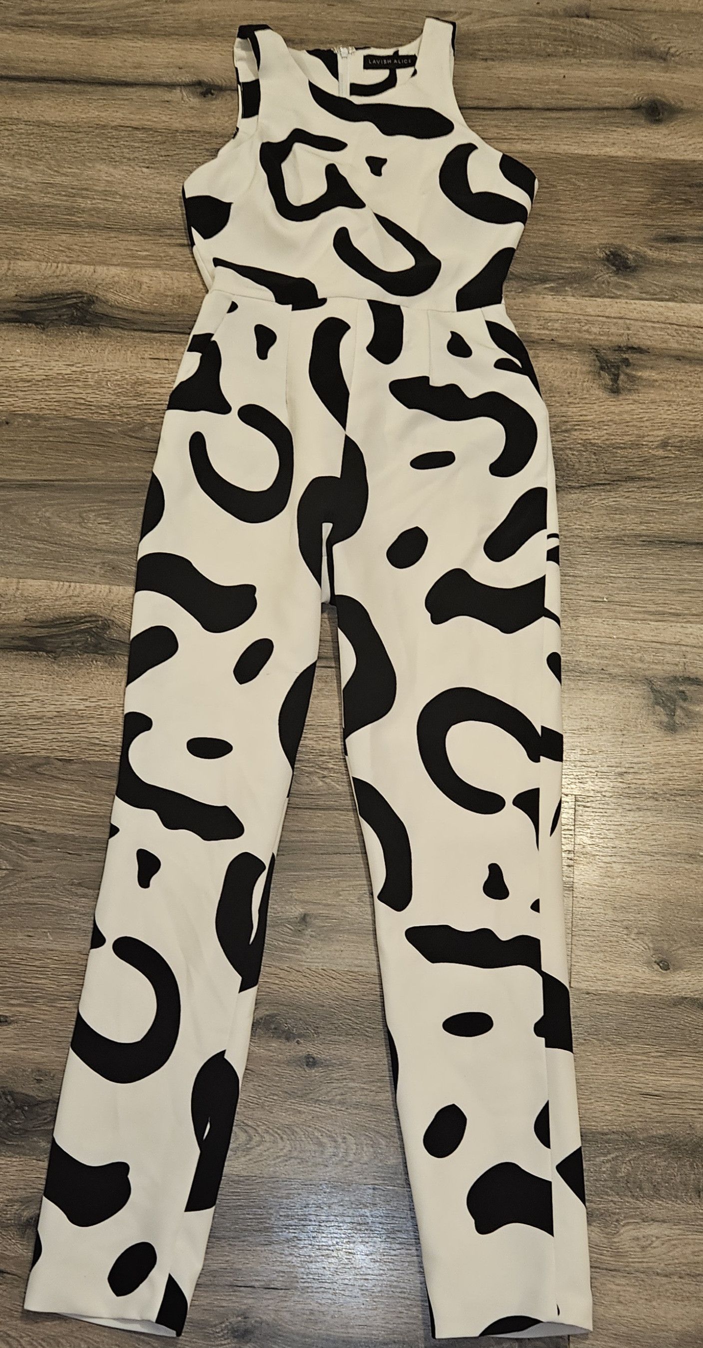 Other Lavish Alice Womens Monochrome Abstract Print Jumpsuit 4 US Size 27" / US 4 / IT 40 - 1 Thumbnail