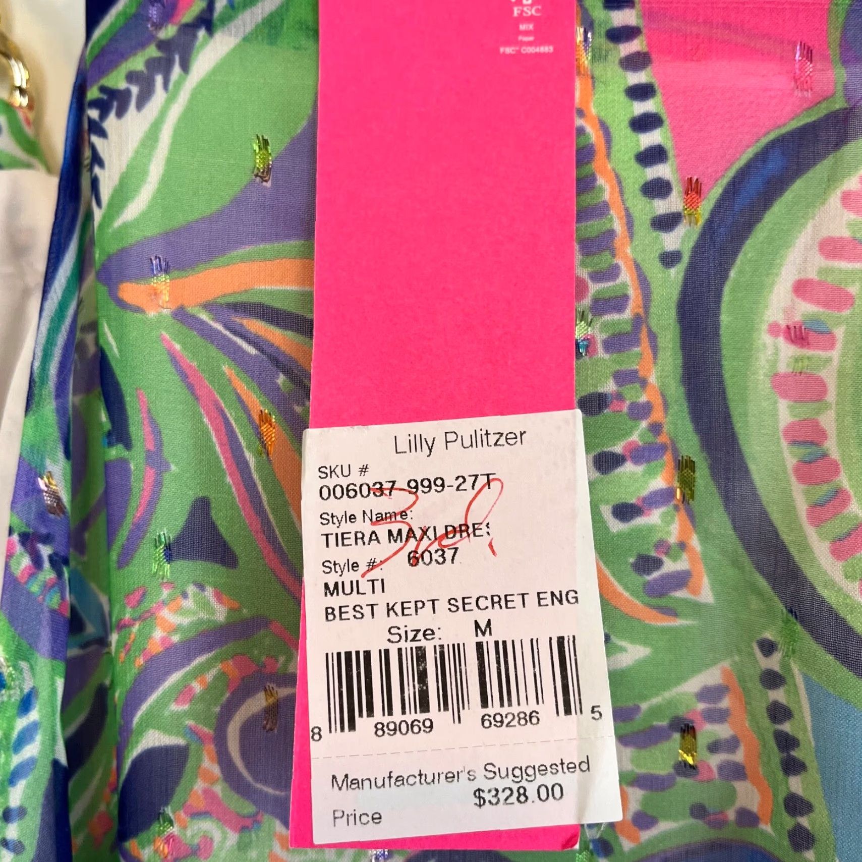 Lilly Pulitzer LILLY PULITZER Womens Maxi Dress Tiera Floral Best Kept Secret Multicolor Colorful No Belt M (Medium) Size M / US 6-8 / IT 42-44 - 2 Thumbnail