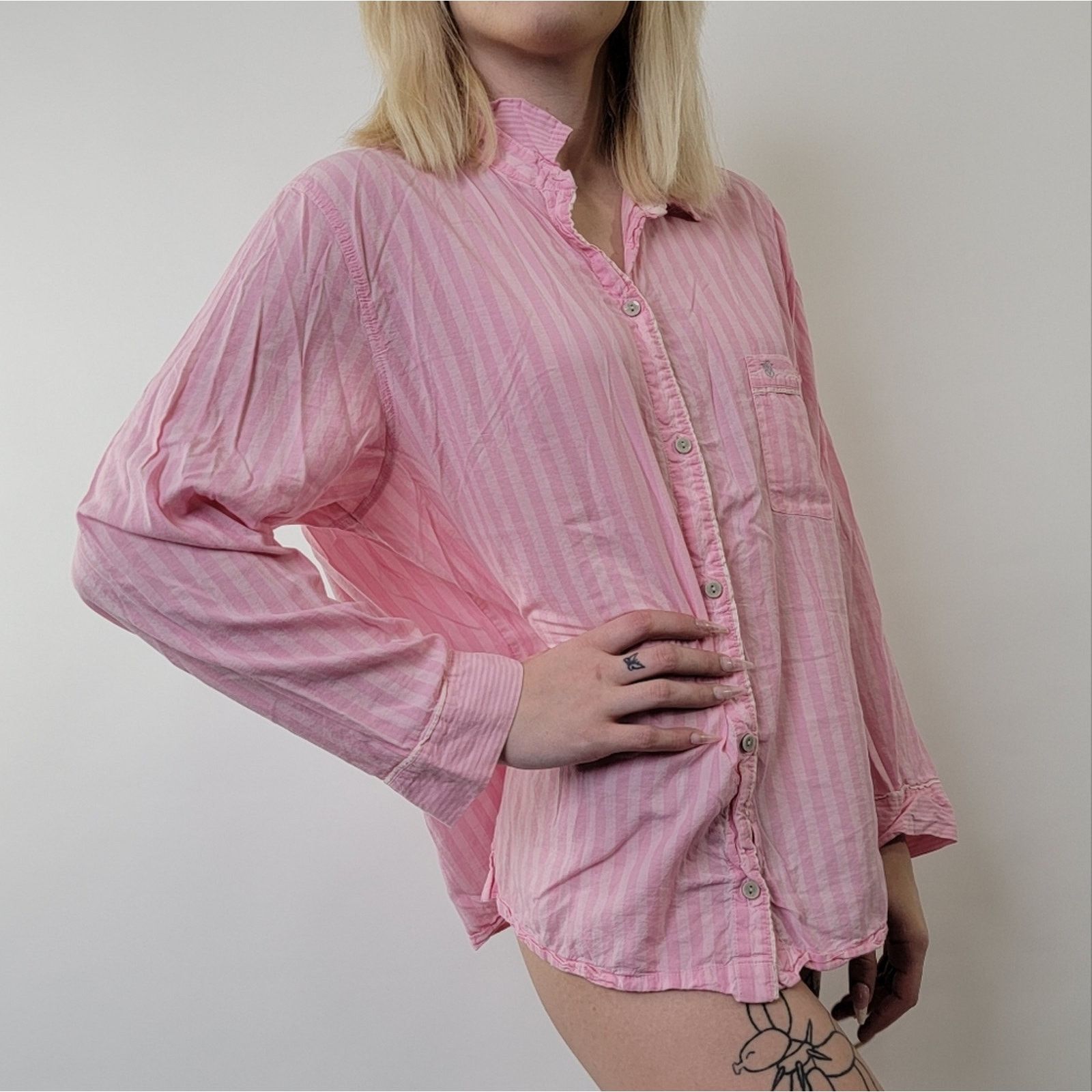 Victoria's Secret Victoria's Secret Pajama Striped Button Down Sleep Shirt Size ONE SIZE - 1 Thumbnail