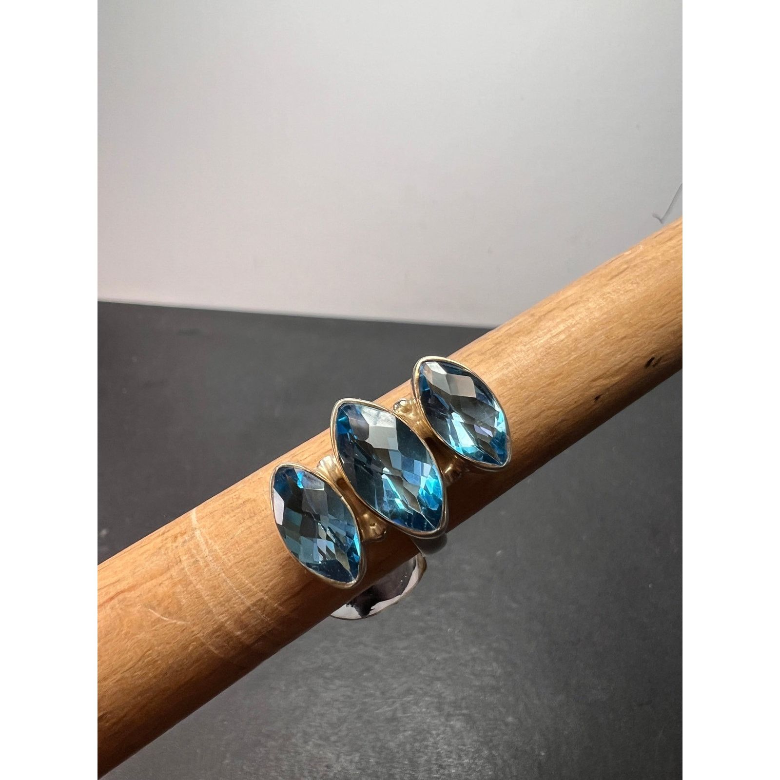 Other NEW WT Blue topaz triple stone sterling silver ring size 6 Size ONE SIZE - 8 Thumbnail