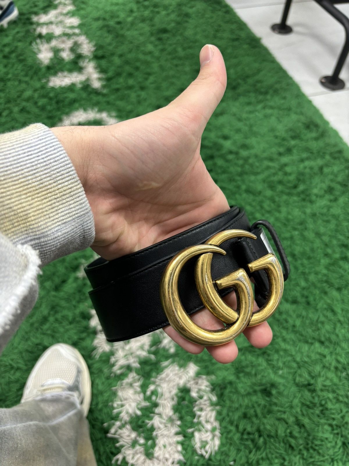 image of Gucci Belt Black Gold 90-36, Men's