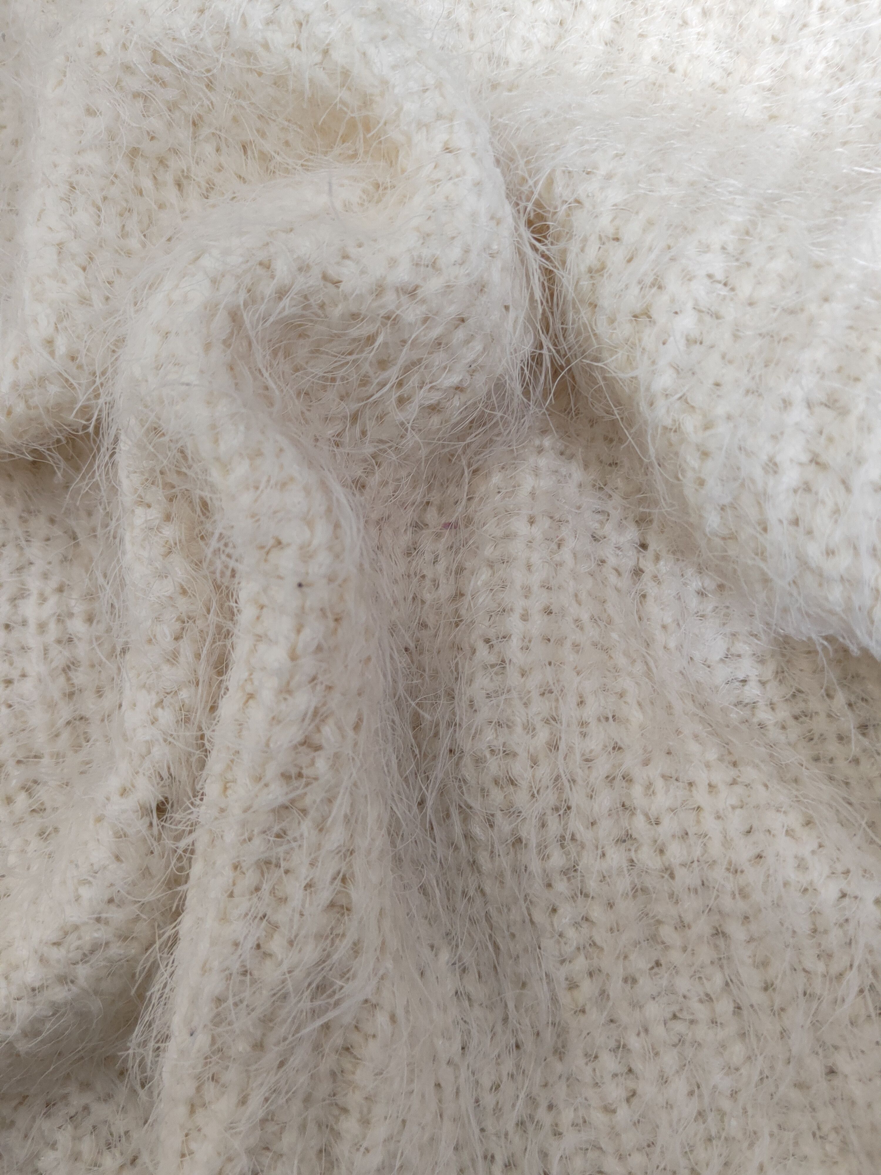 Japanese Brand Merci-u Ivory Shag Shaggy Fur Mohair Knitwear #W2133 Size L / US 10 / IT 46 - 10 Thumbnail