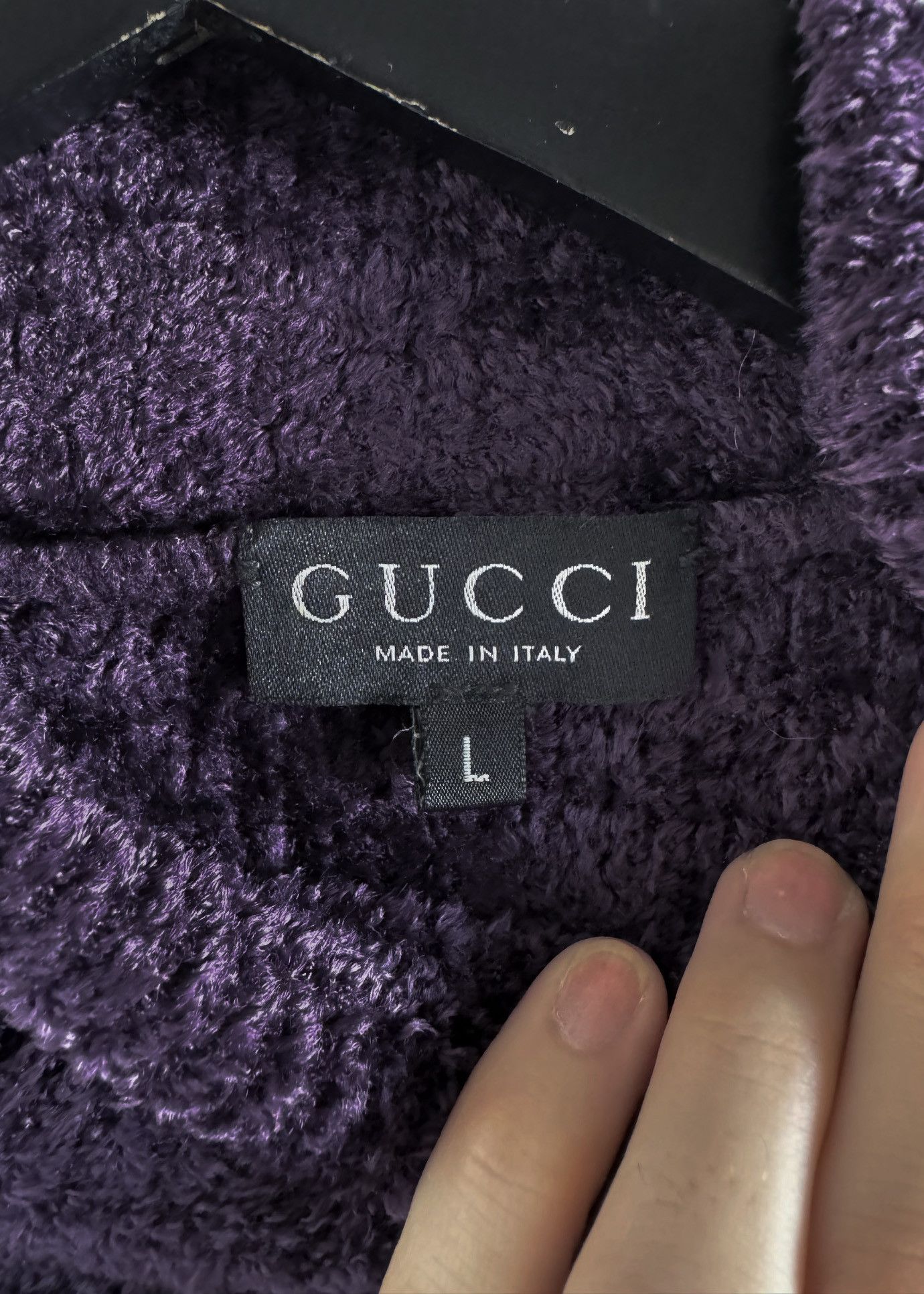 Gucci Gucci Vintage Purple Eggplant Chenille Turtleneck Sweater Size L / US 10 / IT 46 - 4 Thumbnail