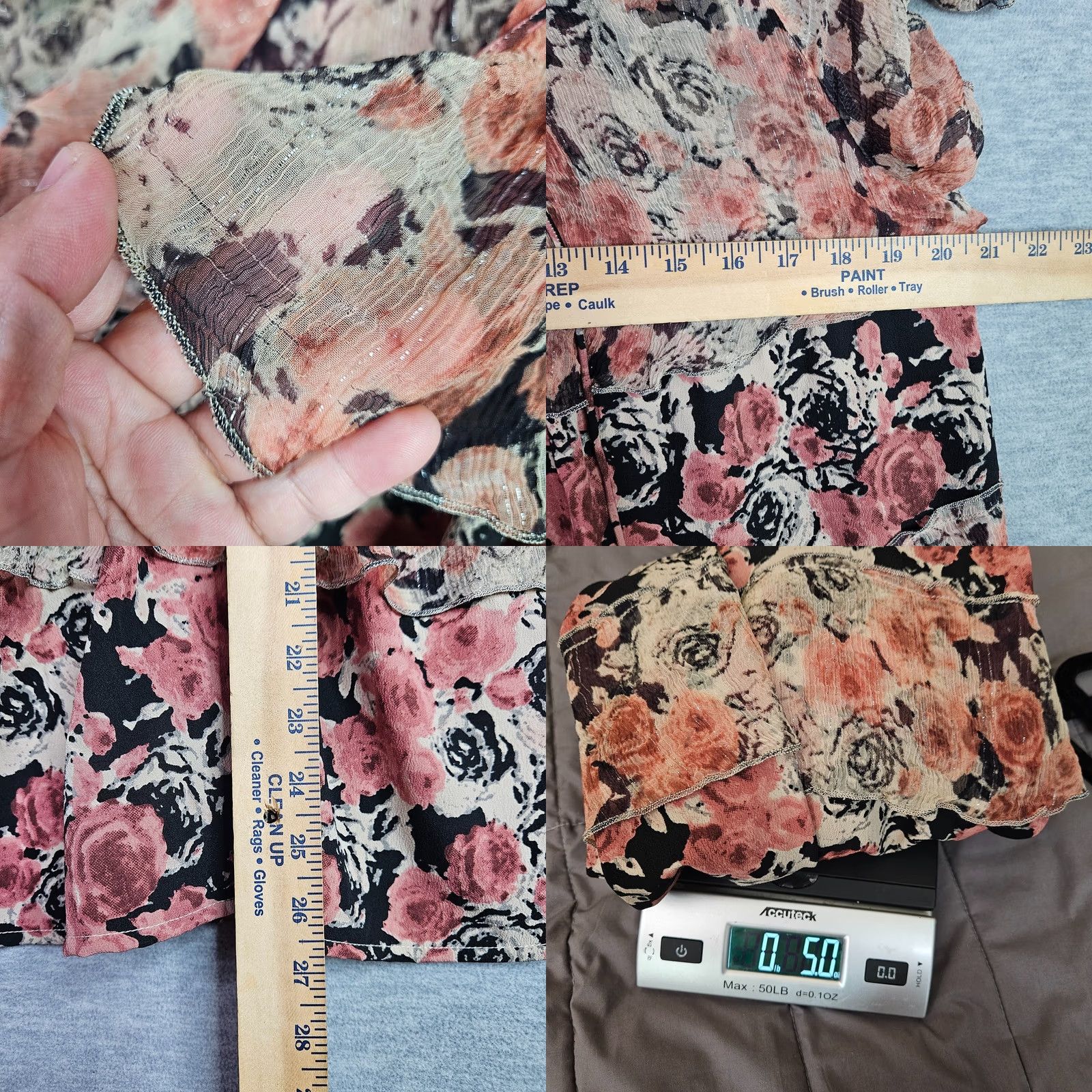 Lucky Brand Lucky Brand Women's Ruffled Rose Printed Lace Up Tiered Blouse 1X Multicolor Floral Short Sleeve Crew Neck Shirt Womens Size XL / US 12-14 / IT 48-50 - 8 Thumbnail