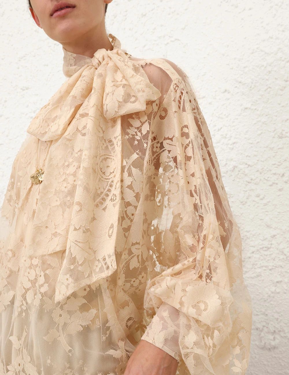 Zimmermann oc11z0725 Illustration Lace Blouse in Beige Size L / US 10 / IT 46 - 6 Thumbnail