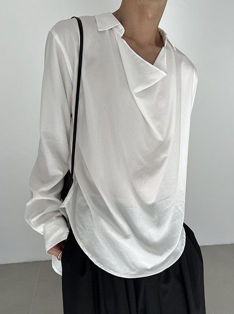 Japanese Brand × Vintage Cleanfit retro fashion wrap collar long sleeve shirt Size US M / EU 48-50 / 2 - 1 Thumbnail