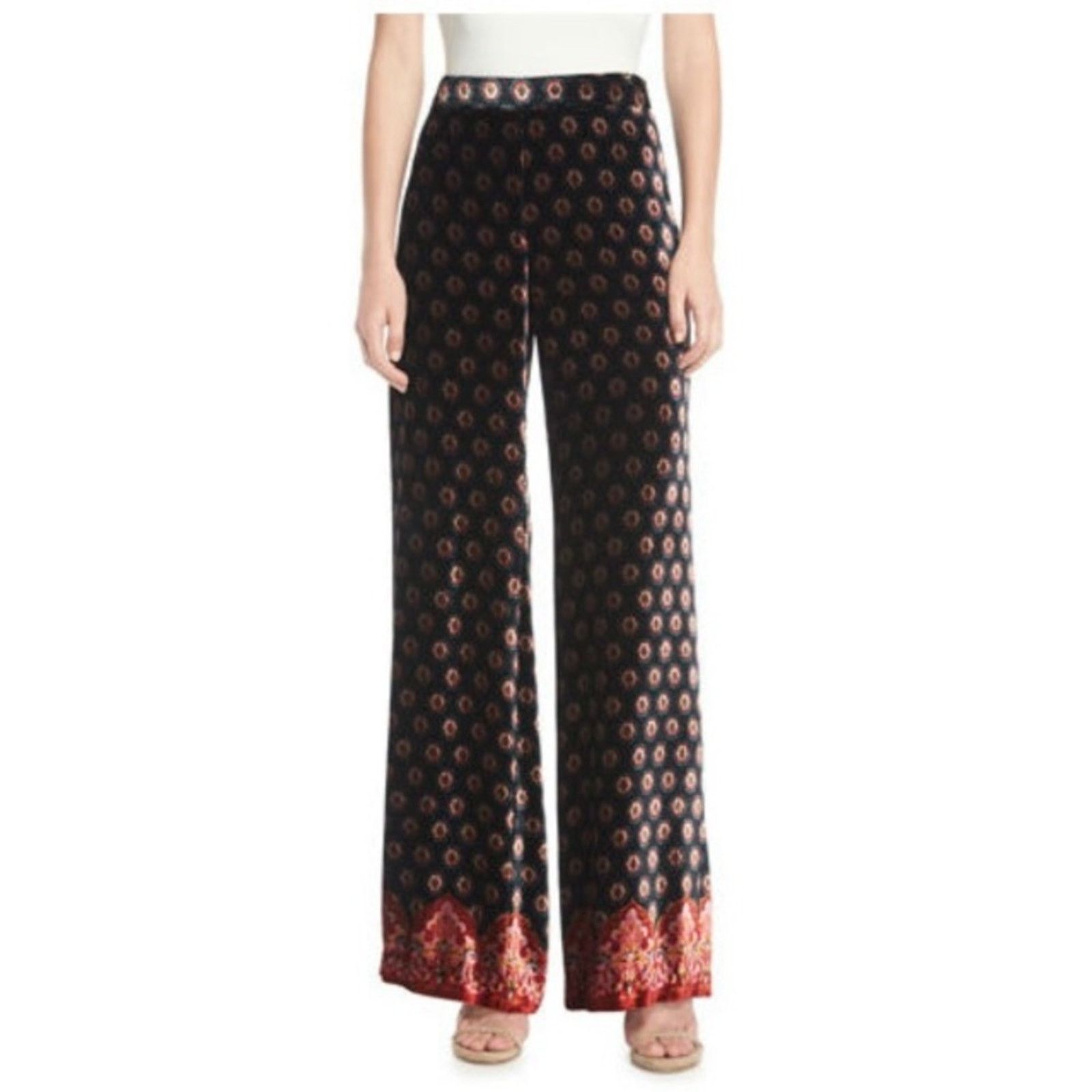 Trina Turk Trina Turk Palazzo Flare Damask Jacquard Velvet Print Pant Size 24" / US 00 / IT 34 - 1 Thumbnail