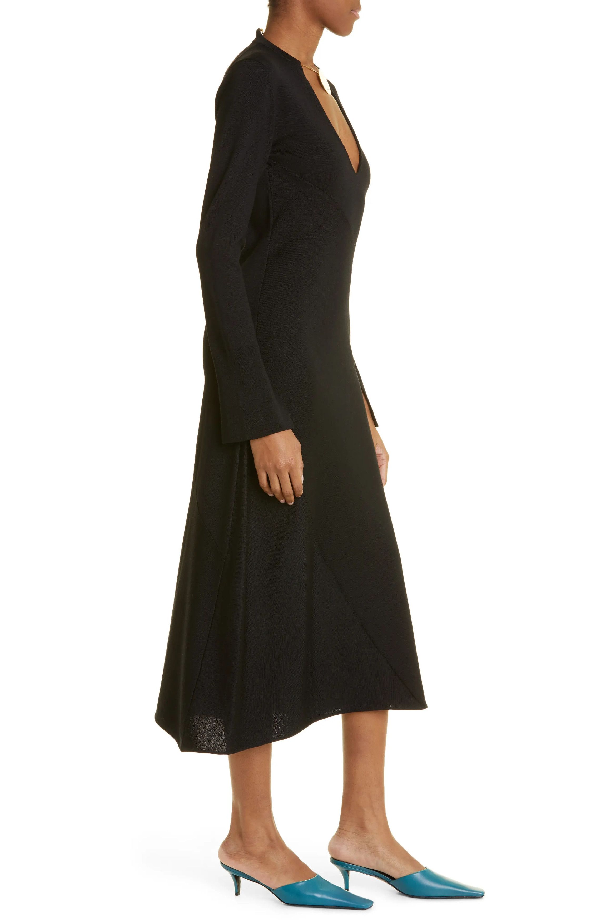 Jil Sander o1y0925 Midi Dress in Black Size S / US 4 / IT 40 - 3 Thumbnail