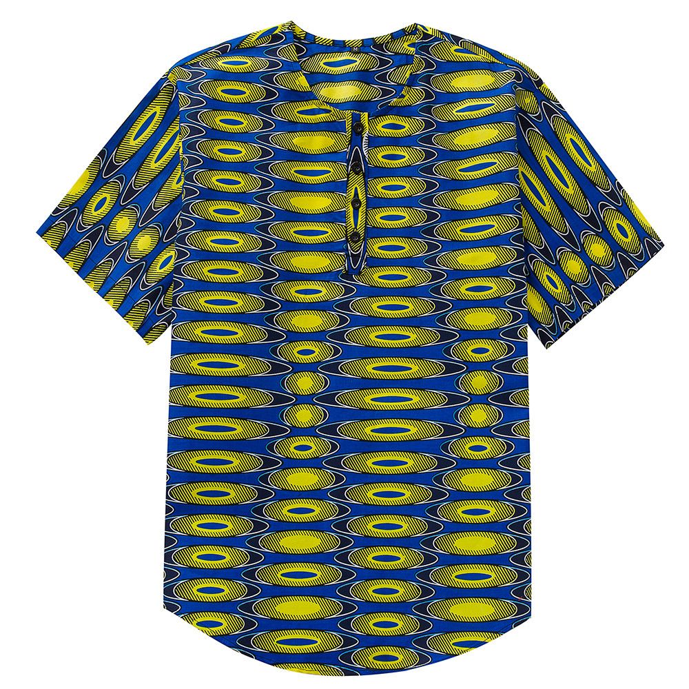 Other African Wax Print Round Neck Polo Shirt Short Sleeves Size US M / EU 48-50 / 2 - 1 Thumbnail